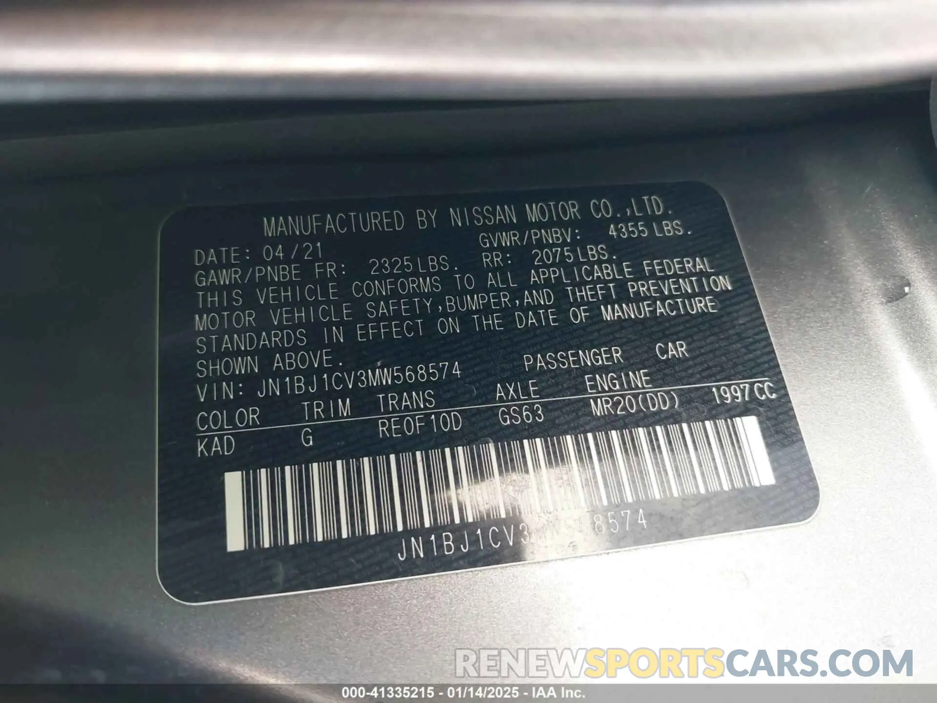 9 Photograph of a damaged car JN1BJ1CV3MW568574 NISSAN ROGUE SPORT 2021
