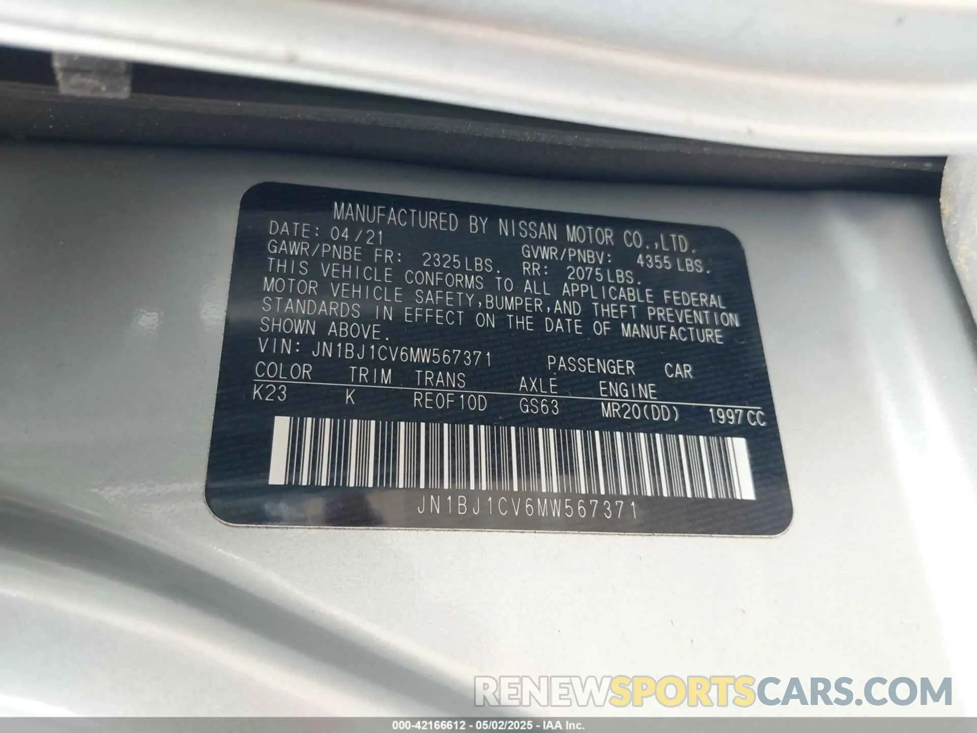 9 Photograph of a damaged car JN1BJ1CV6MW567371 NISSAN ROGUE SPORT 2021