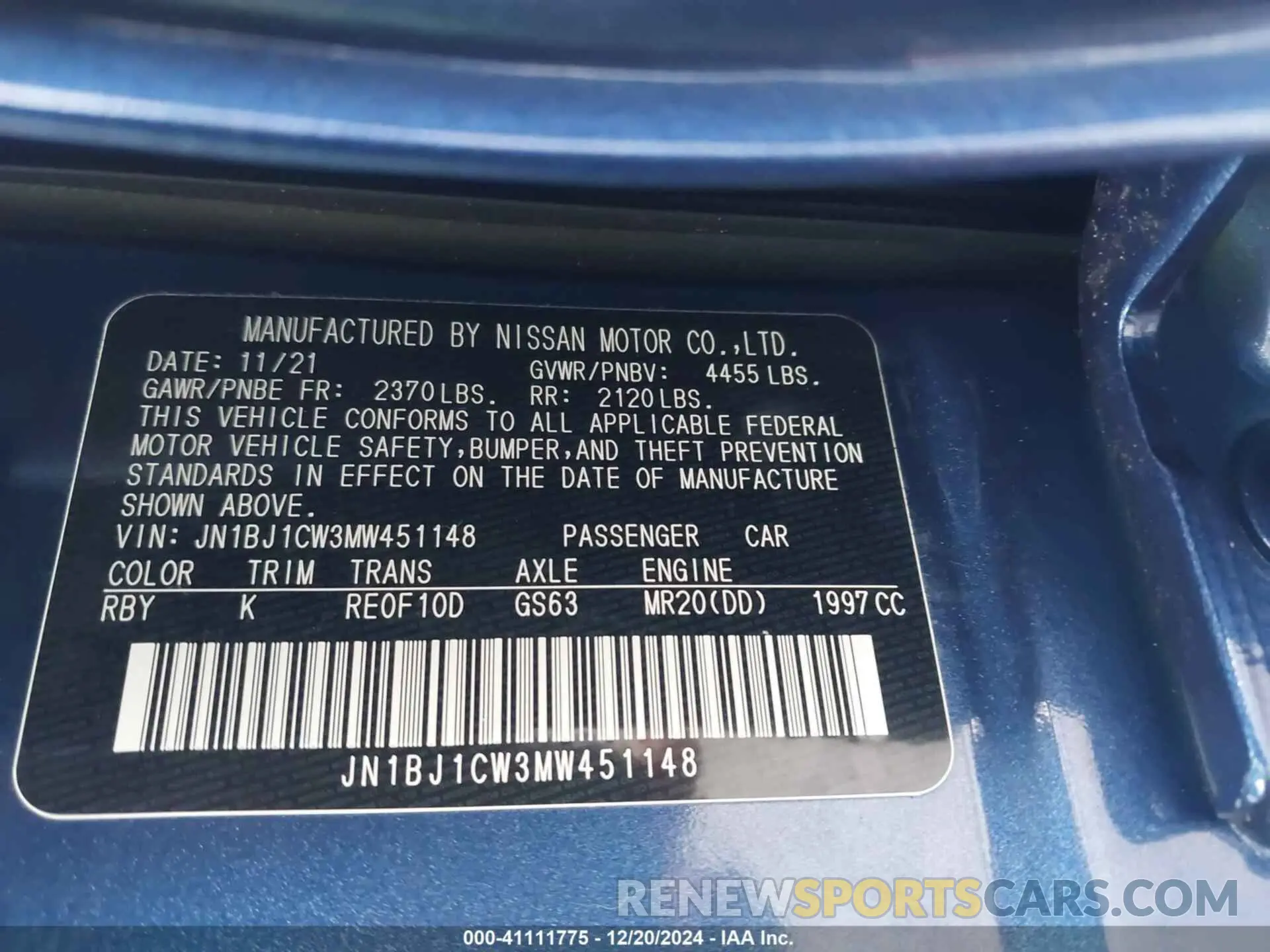 9 Photograph of a damaged car JN1BJ1CW3MW451148 NISSAN ROGUE SPORT 2021