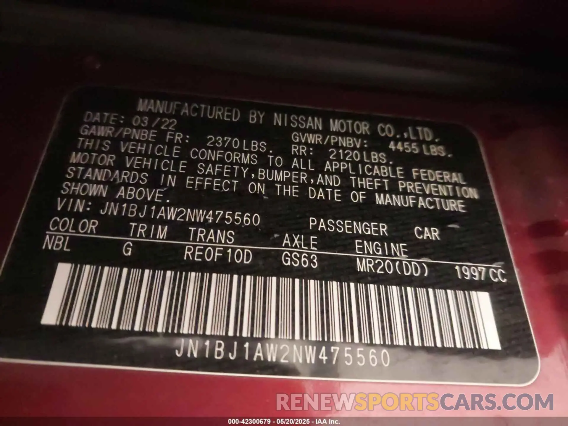9 Photograph of a damaged car JN1BJ1AW2NW475560 NISSAN ROGUE SPORT 2022
