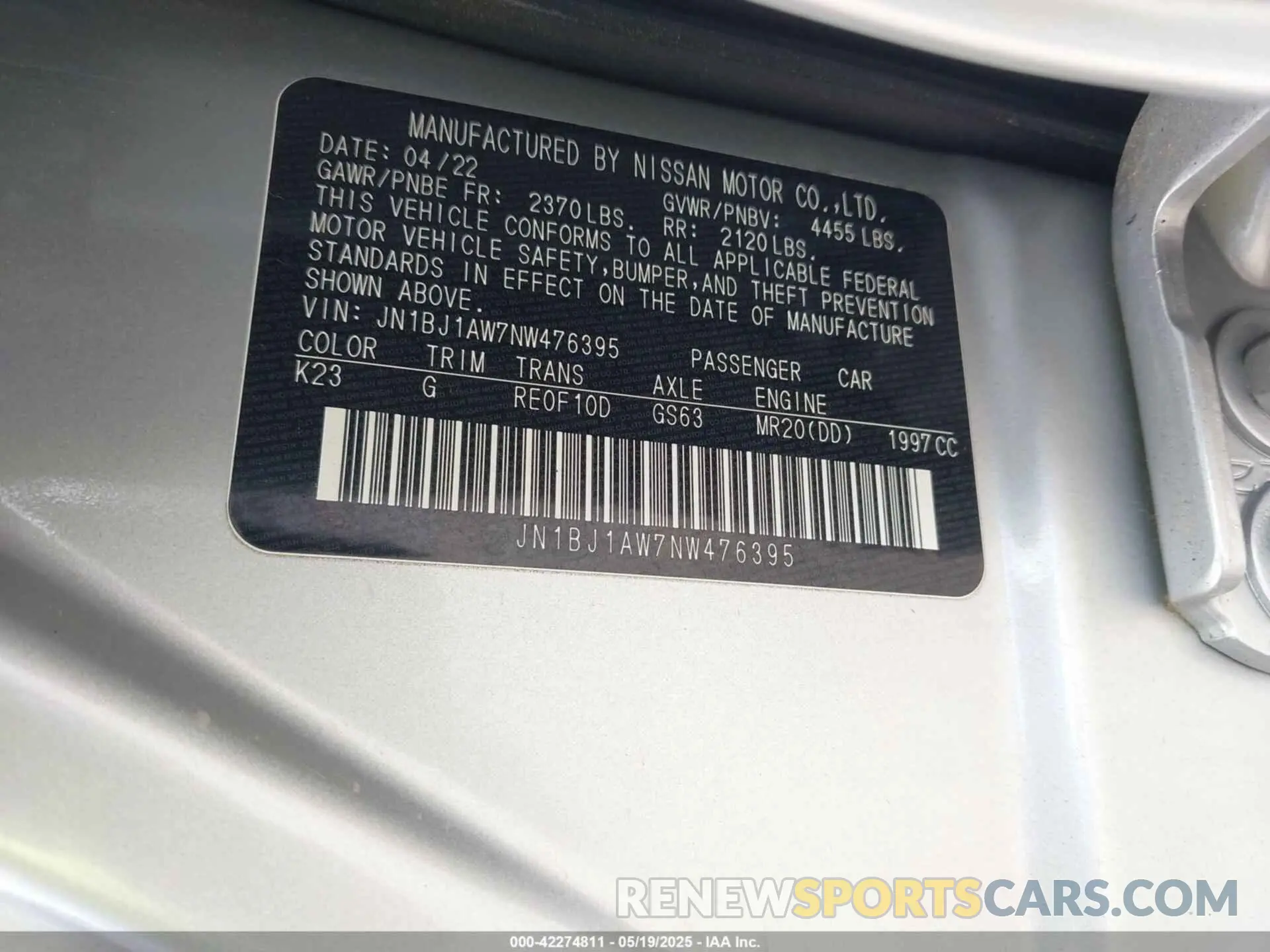 9 Photograph of a damaged car JN1BJ1AW7NW476395 NISSAN ROGUE SPORT 2022
