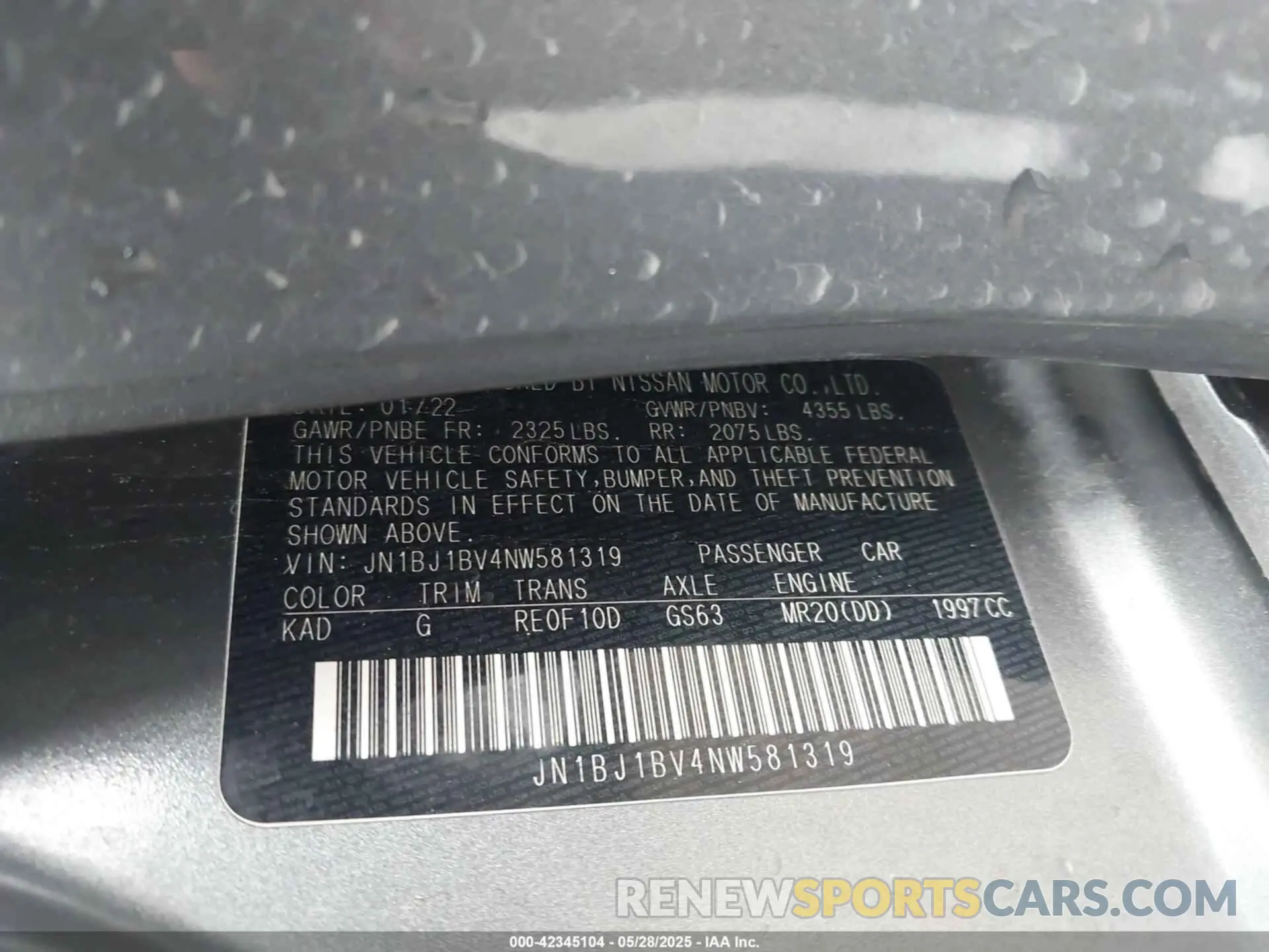 9 Photograph of a damaged car JN1BJ1BV4NW581319 NISSAN ROGUE SPORT 2022