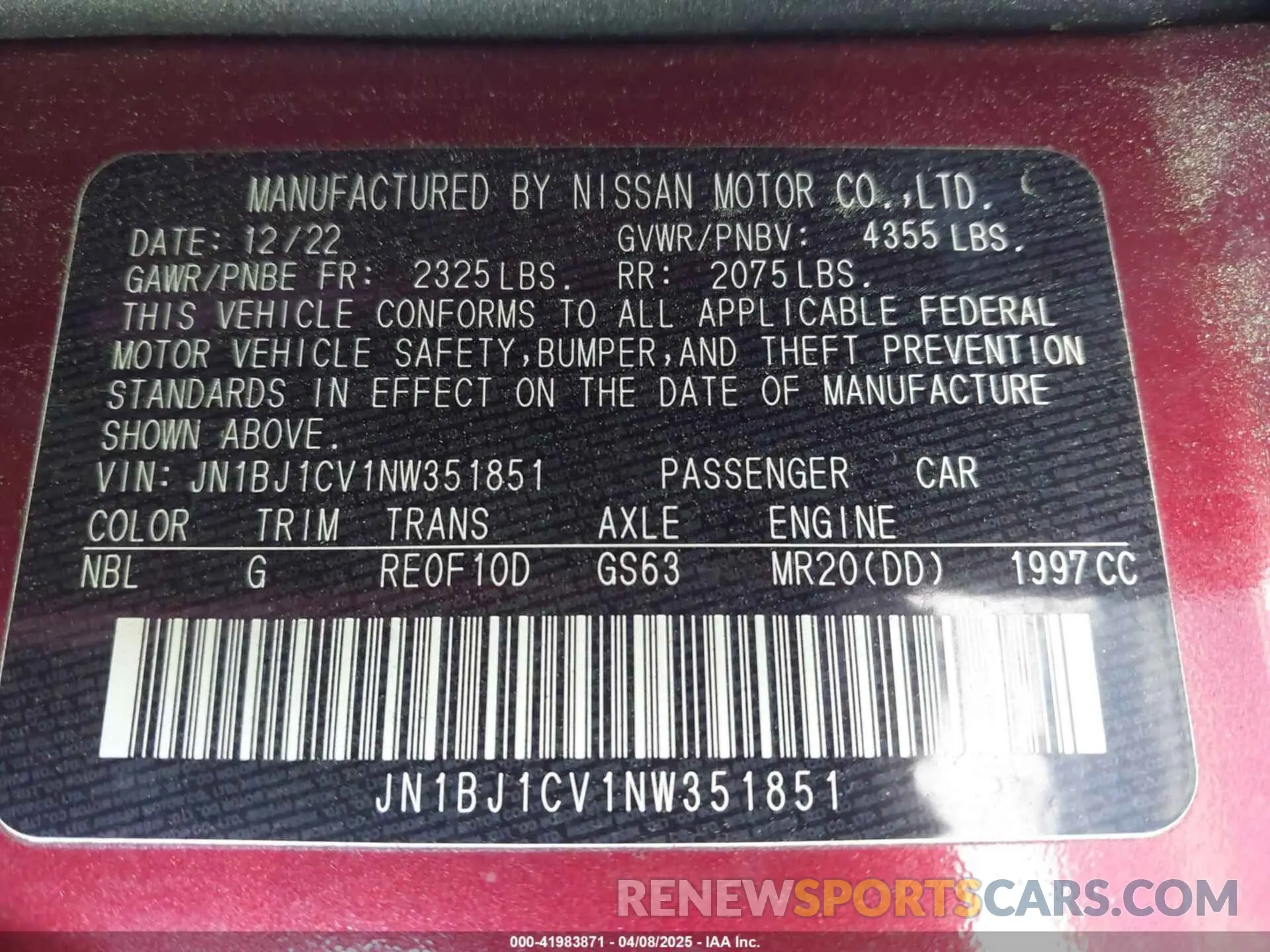 9 Photograph of a damaged car JN1BJ1CV1NW351851 NISSAN ROGUE SPORT 2022