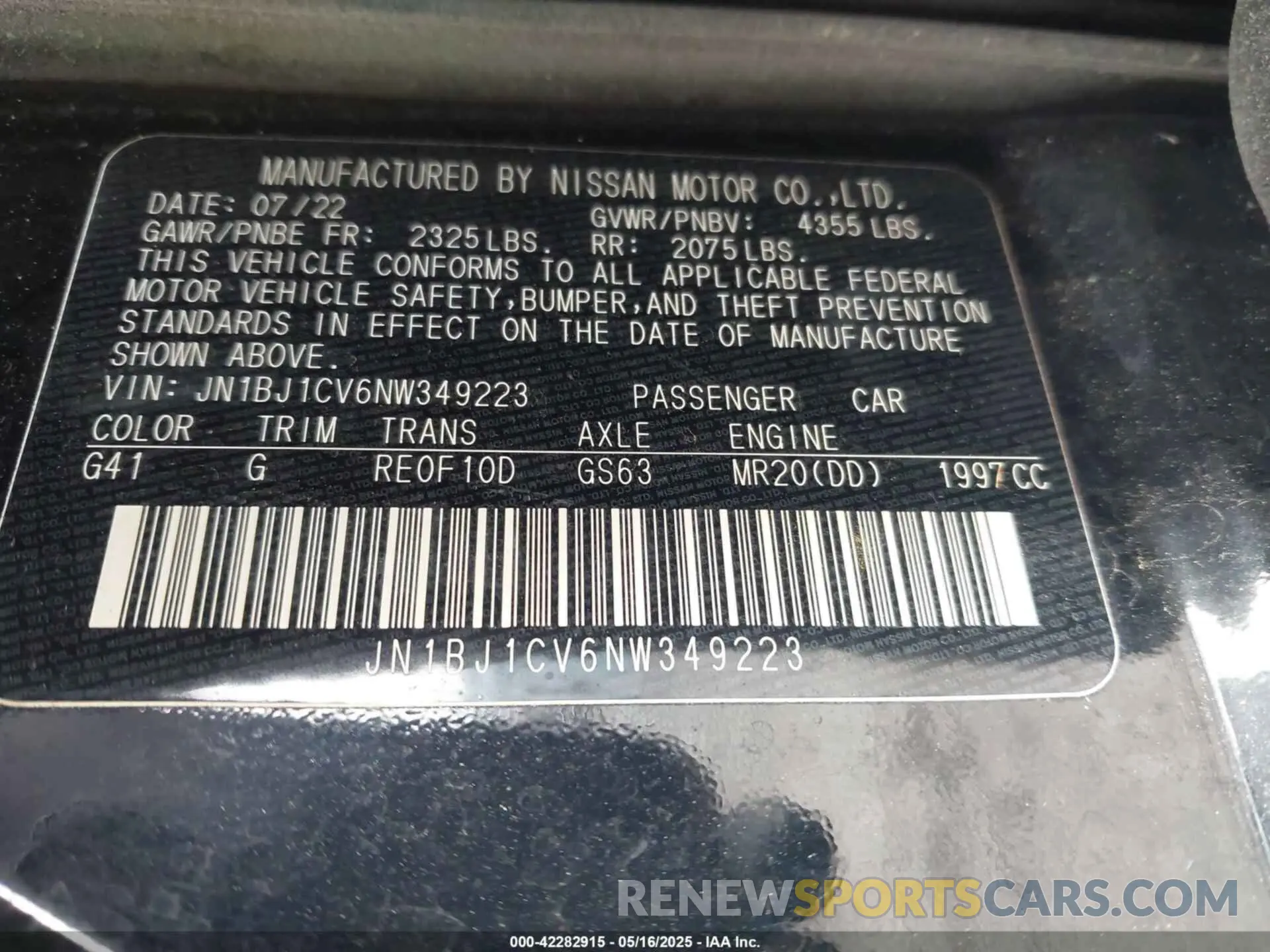 9 Photograph of a damaged car JN1BJ1CV6NW349223 NISSAN ROGUE SPORT 2022