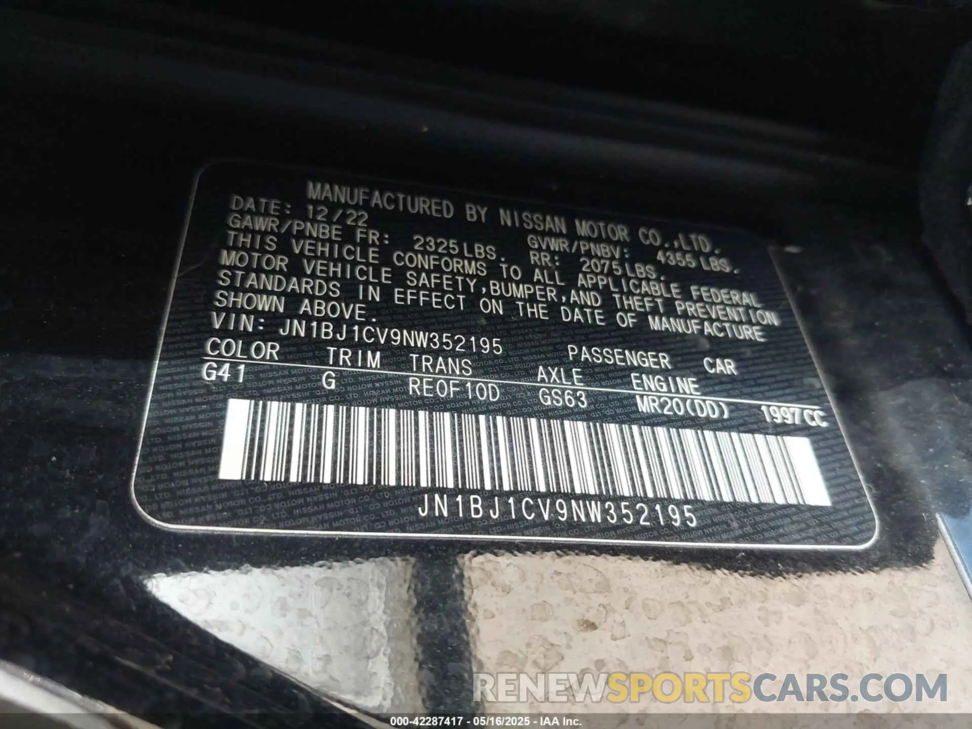 9 Photograph of a damaged car JN1BJ1CV9NW352195 NISSAN ROGUE SPORT 2022