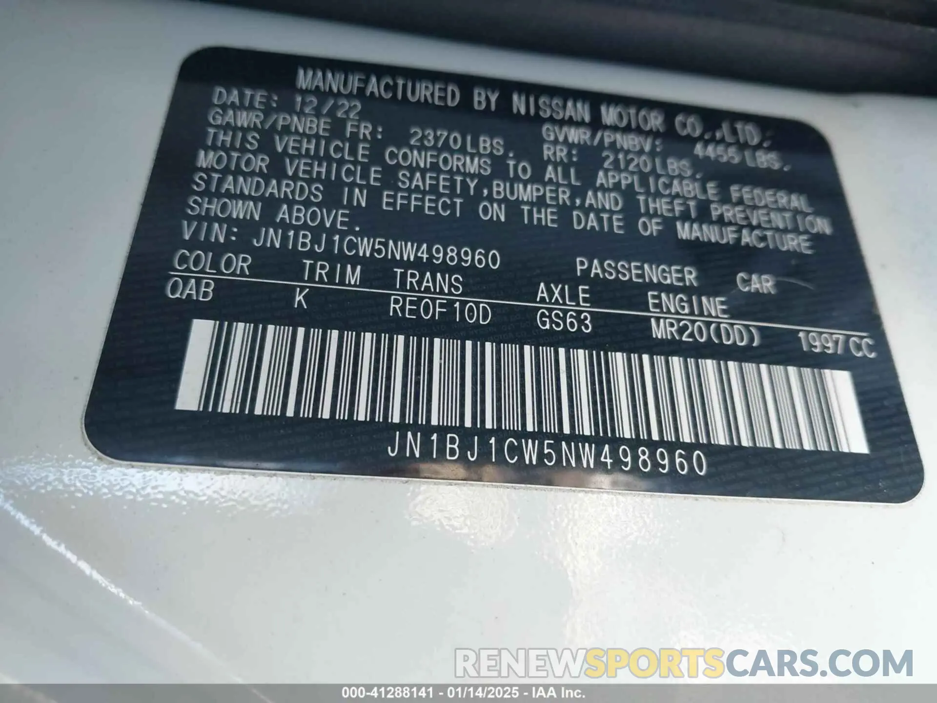 9 Photograph of a damaged car JN1BJ1CW5NW498960 NISSAN ROGUE SPORT 2022