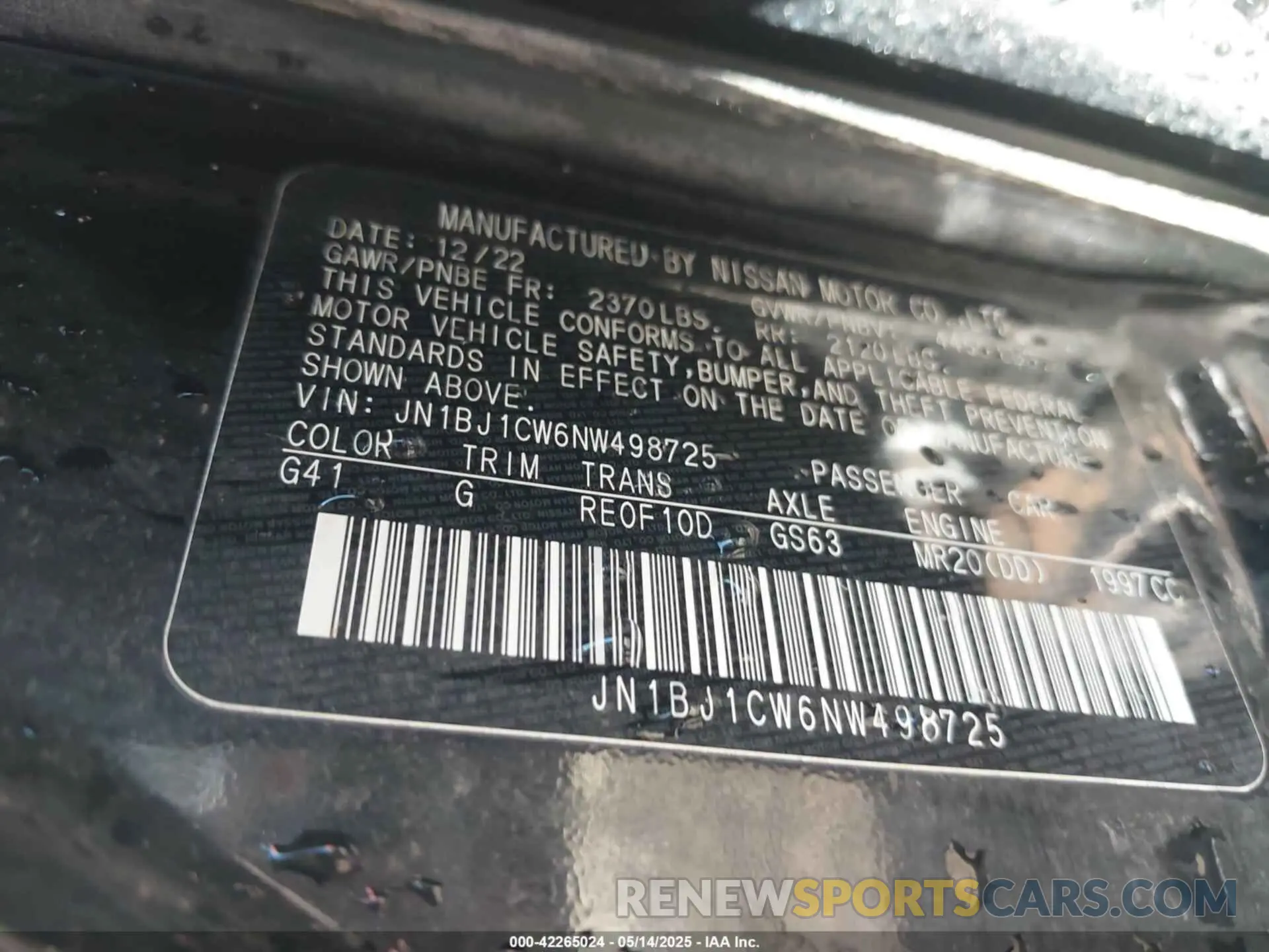 9 Photograph of a damaged car JN1BJ1CW6NW498725 NISSAN ROGUE SPORT 2022