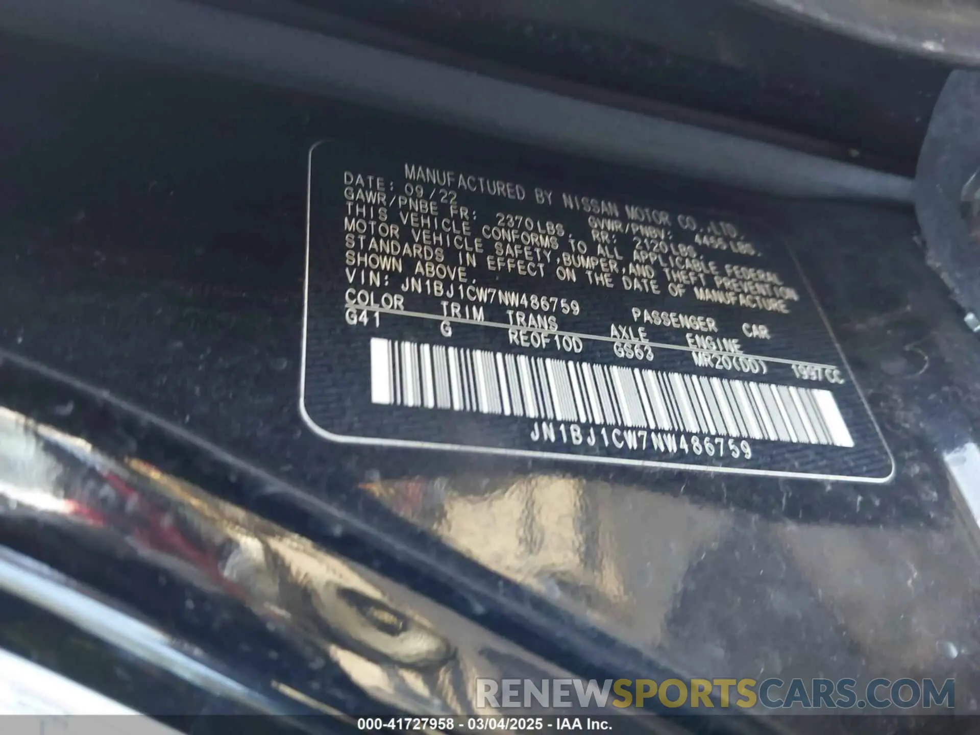 9 Photograph of a damaged car JN1BJ1CW7NW486759 NISSAN ROGUE SPORT 2022