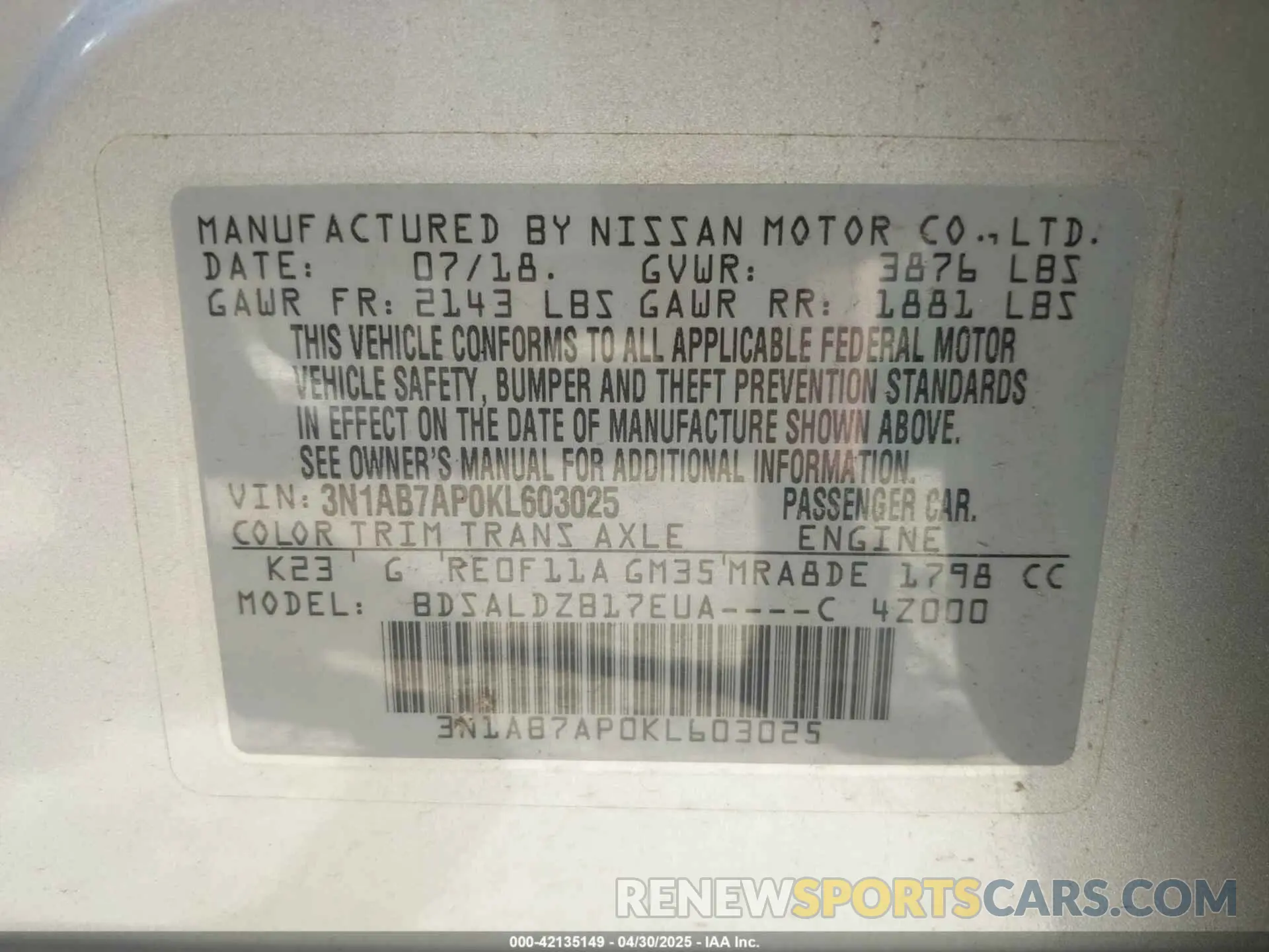 9 Photograph of a damaged car 3N1AB7AP0KL603025 NISSAN SENTRA 2019