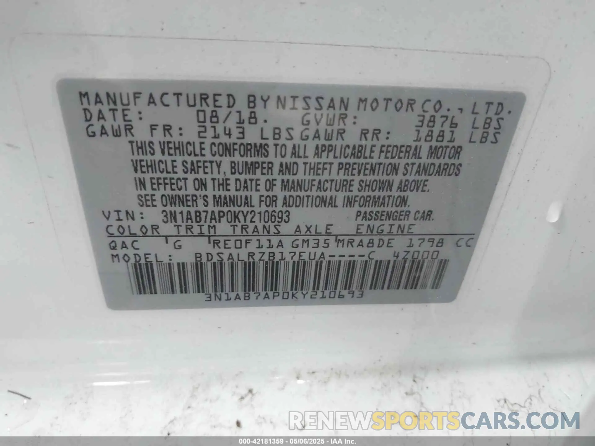 9 Photograph of a damaged car 3N1AB7AP0KY210693 NISSAN SENTRA 2019