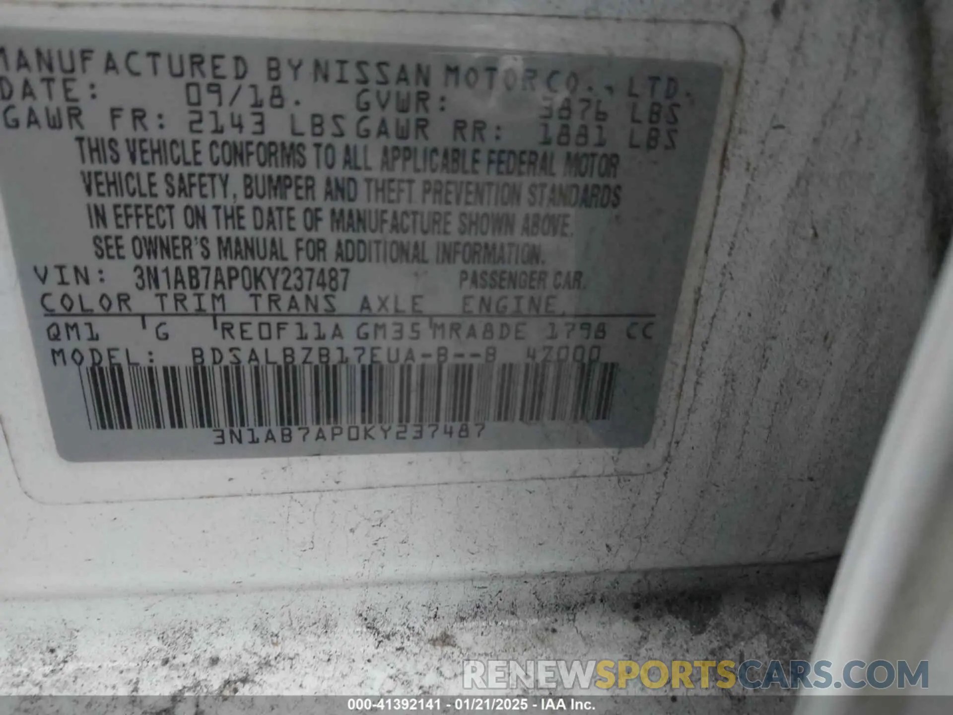 9 Photograph of a damaged car 3N1AB7AP0KY237487 NISSAN SENTRA 2019