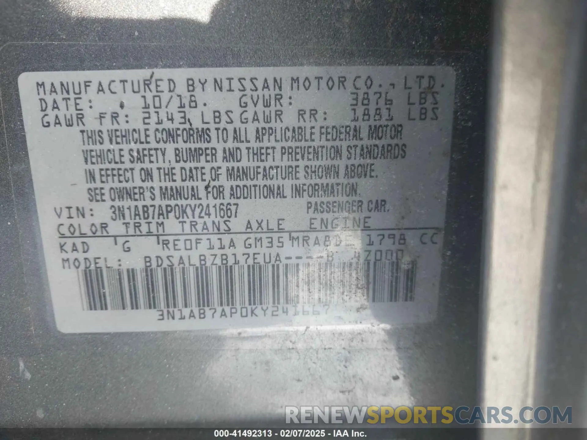 9 Photograph of a damaged car 3N1AB7AP0KY241667 NISSAN SENTRA 2019