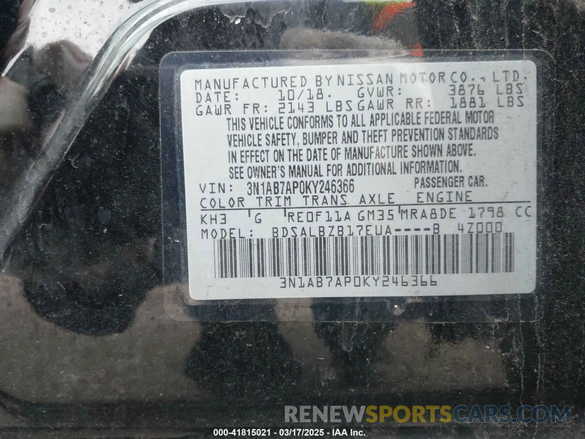 9 Photograph of a damaged car 3N1AB7AP0KY246366 NISSAN SENTRA 2019