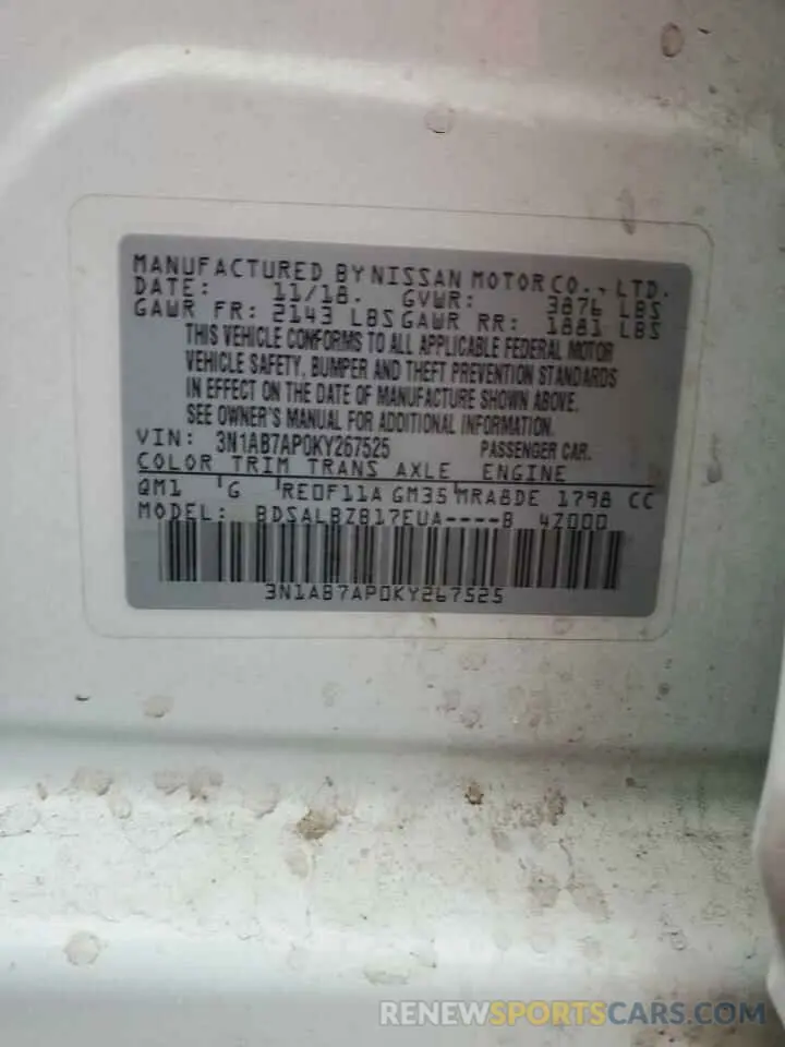 13 Photograph of a damaged car 3N1AB7AP0KY267525 NISSAN SENTRA 2019