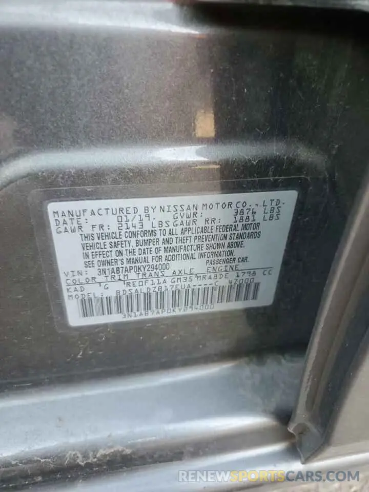14 Photograph of a damaged car 3N1AB7AP0KY294000 NISSAN SENTRA 2019