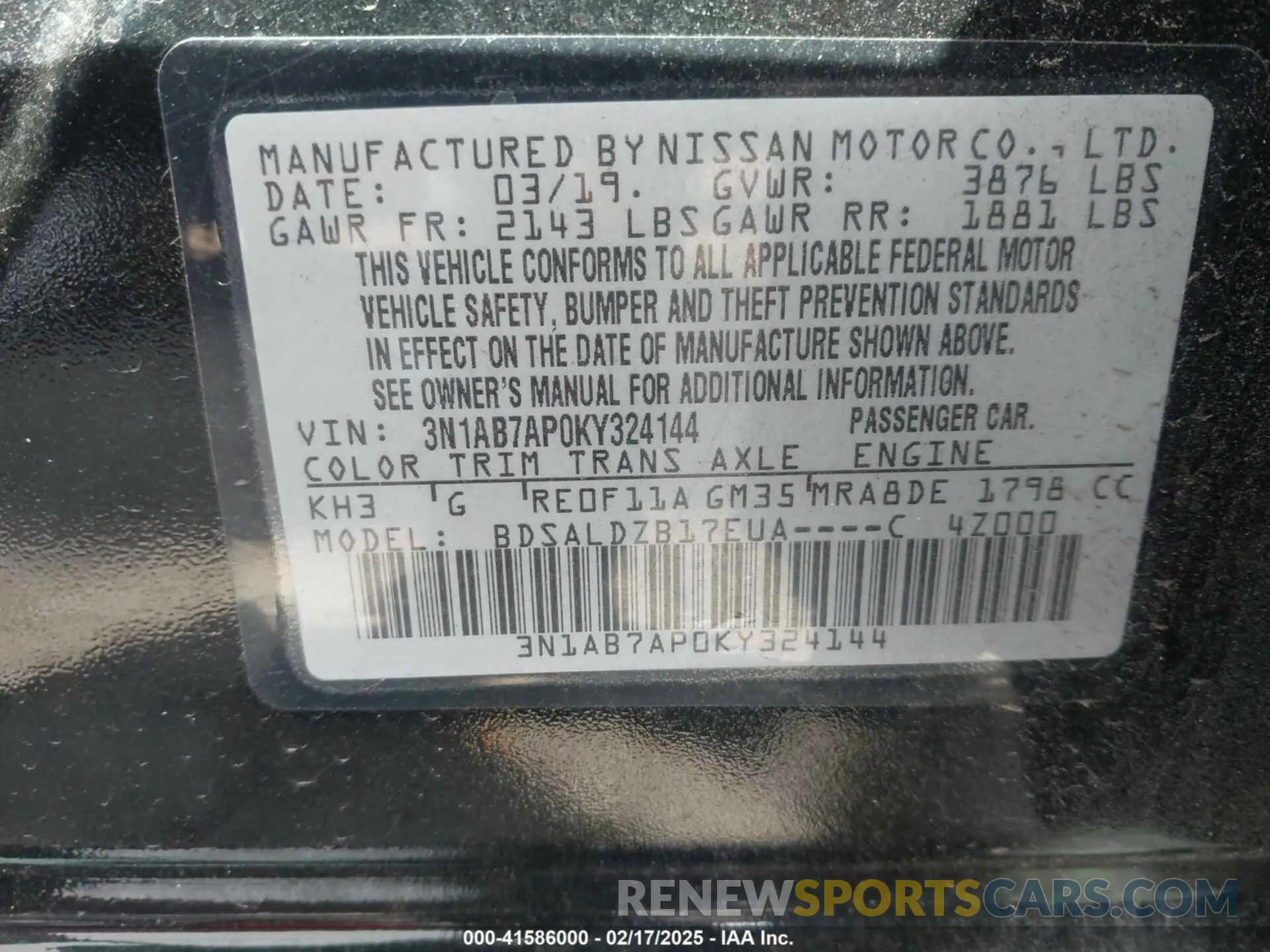 9 Photograph of a damaged car 3N1AB7AP0KY324144 NISSAN SENTRA 2019