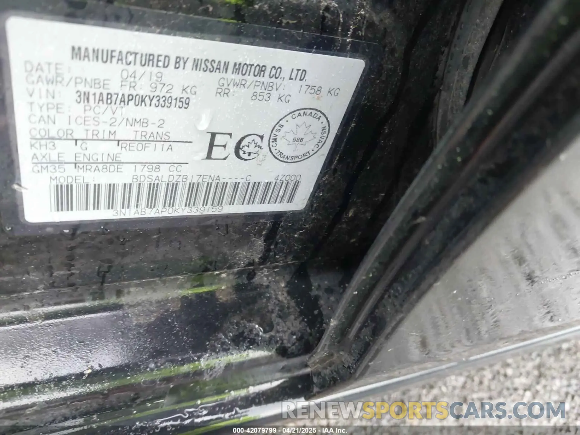 9 Photograph of a damaged car 3N1AB7AP0KY339159 NISSAN SENTRA 2019