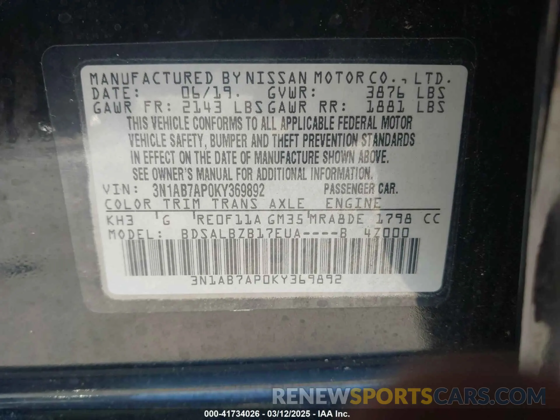 9 Photograph of a damaged car 3N1AB7AP0KY369892 NISSAN SENTRA 2019