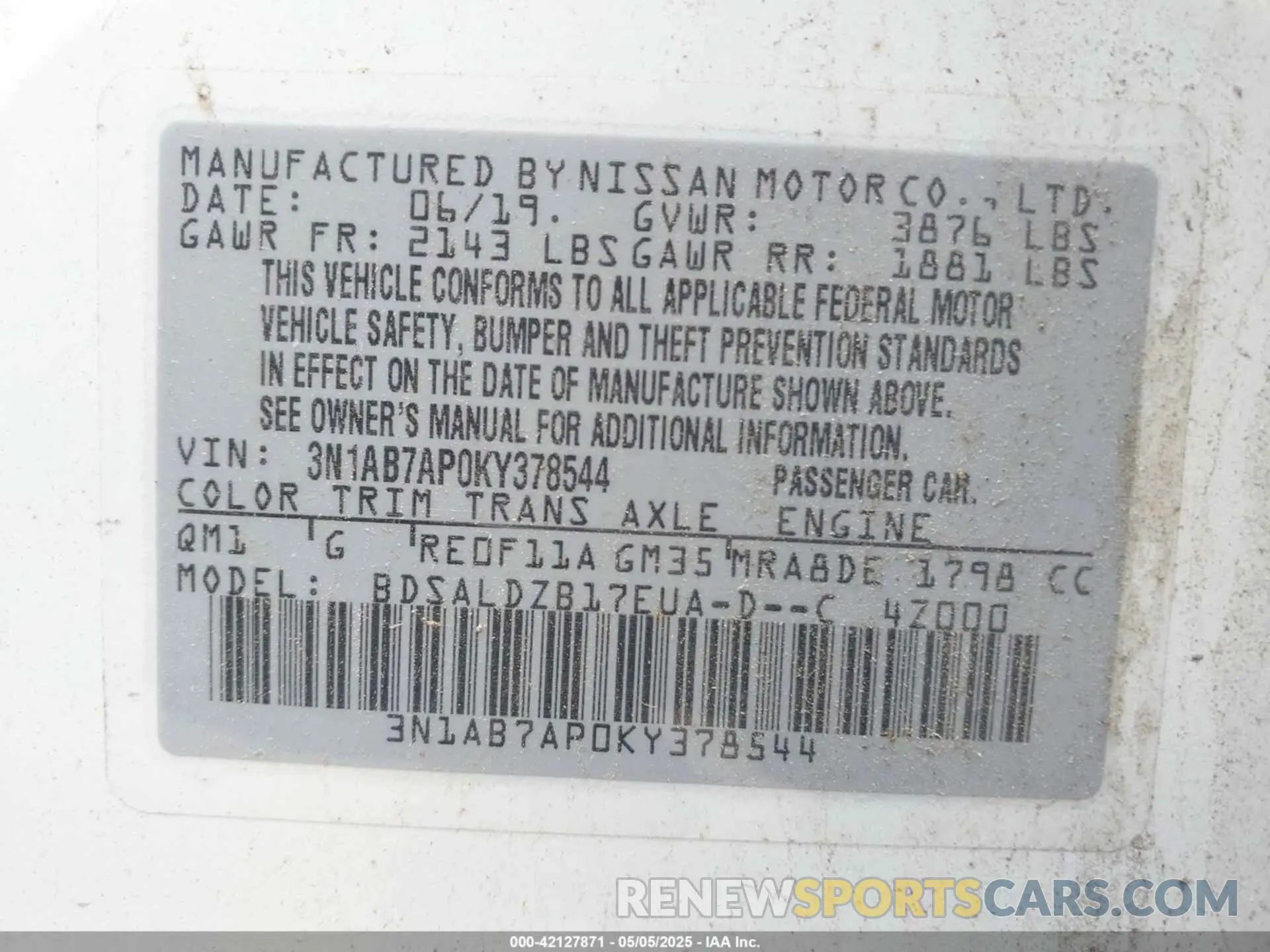 9 Photograph of a damaged car 3N1AB7AP0KY378544 NISSAN SENTRA 2019