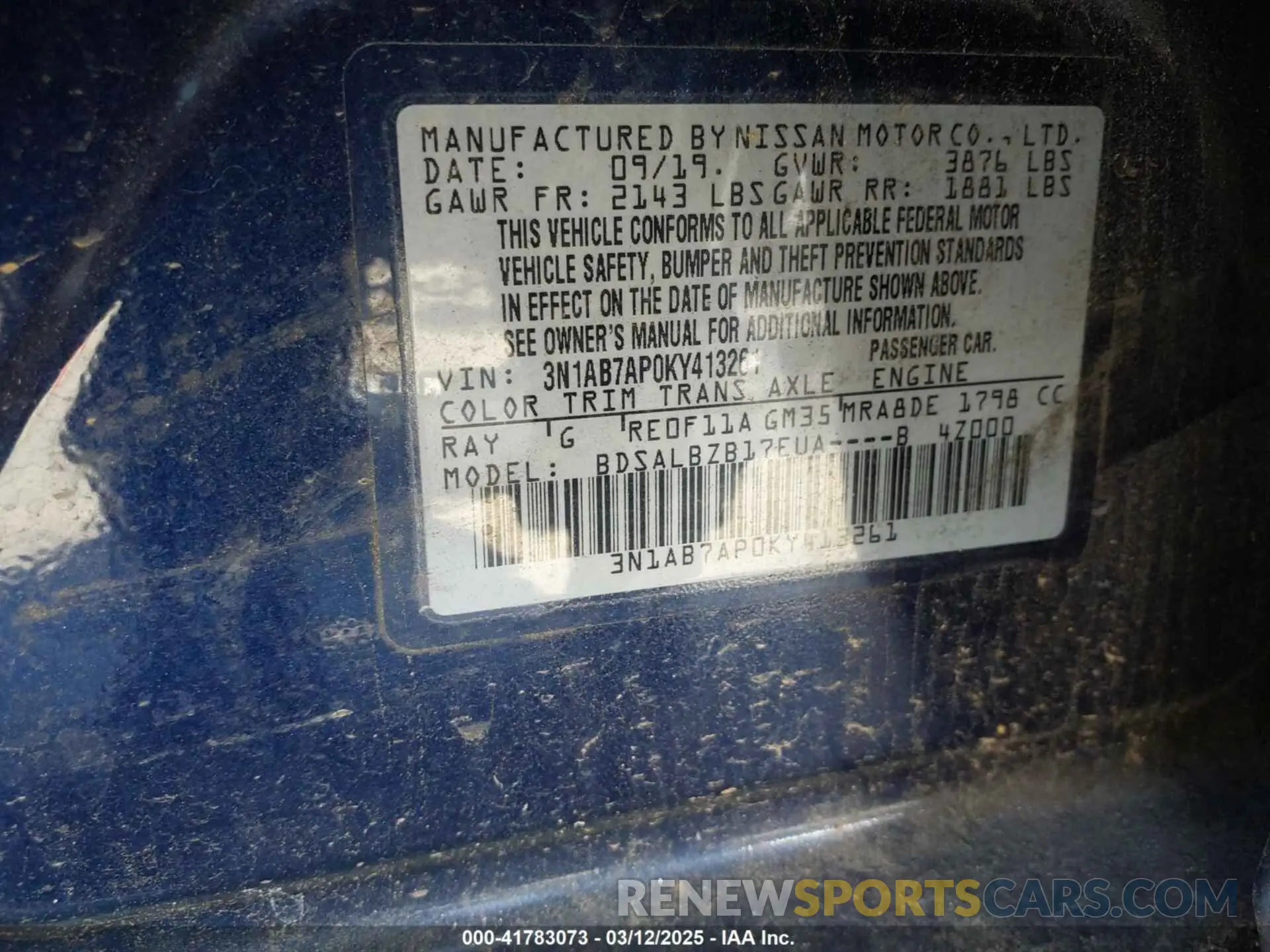 9 Photograph of a damaged car 3N1AB7AP0KY413261 NISSAN SENTRA 2019