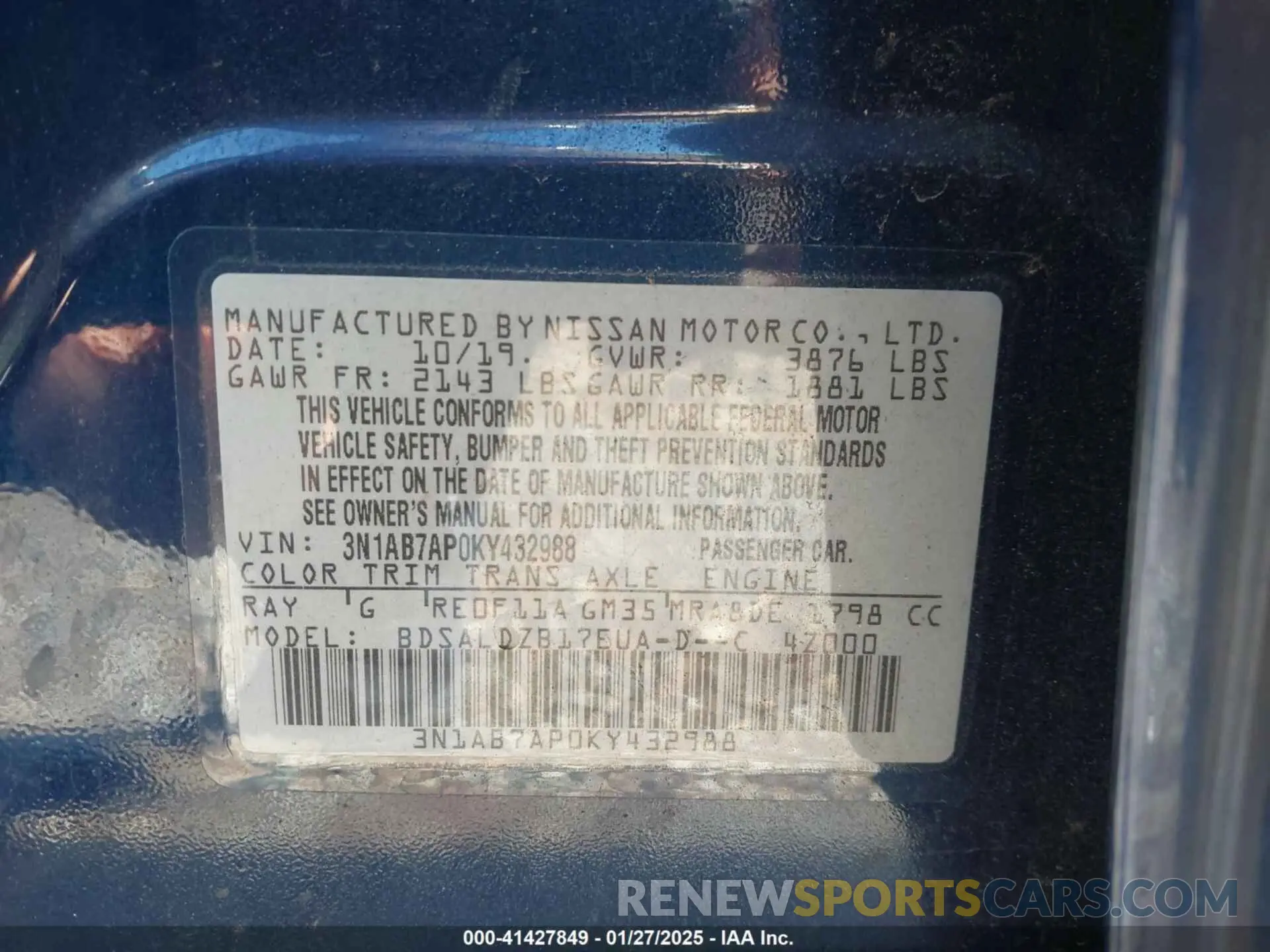 9 Photograph of a damaged car 3N1AB7AP0KY432988 NISSAN SENTRA 2019