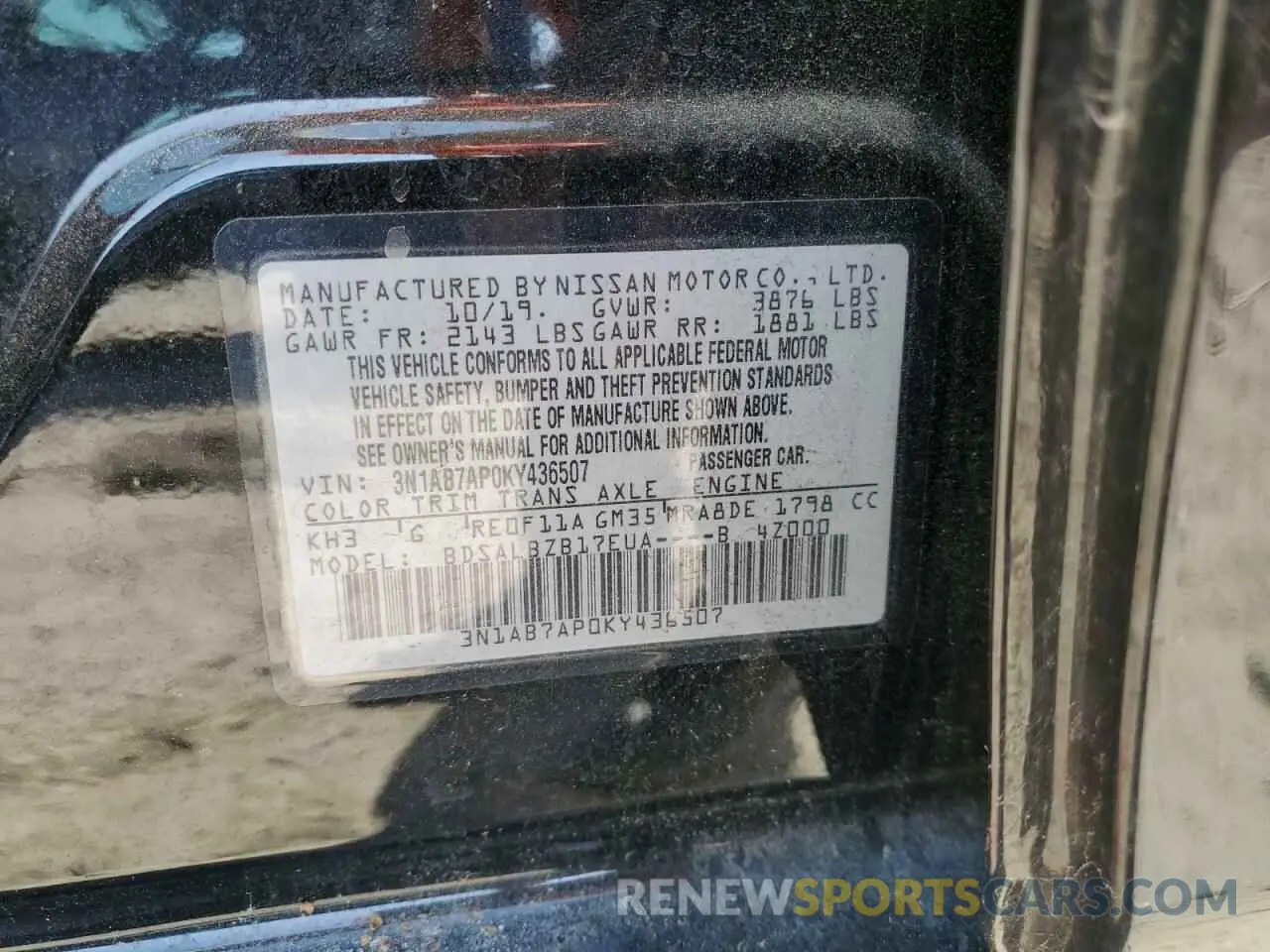14 Photograph of a damaged car 3N1AB7AP0KY436507 NISSAN SENTRA 2019