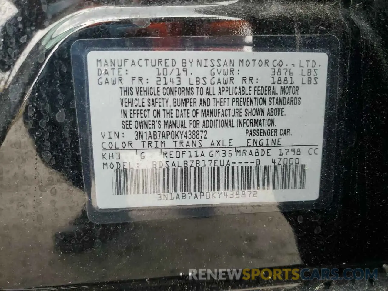12 Photograph of a damaged car 3N1AB7AP0KY438872 NISSAN SENTRA 2019