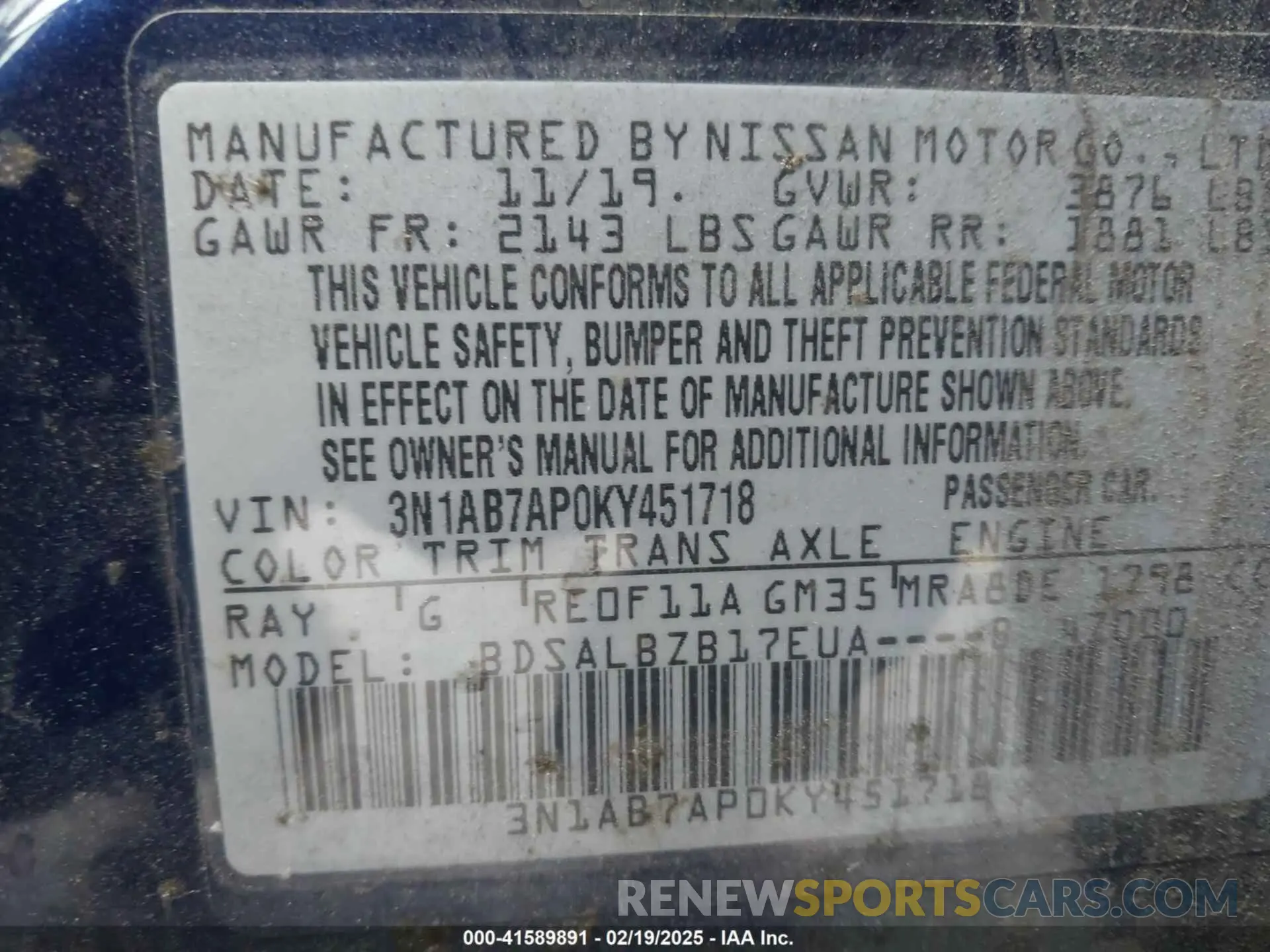 9 Photograph of a damaged car 3N1AB7AP0KY451718 NISSAN SENTRA 2019