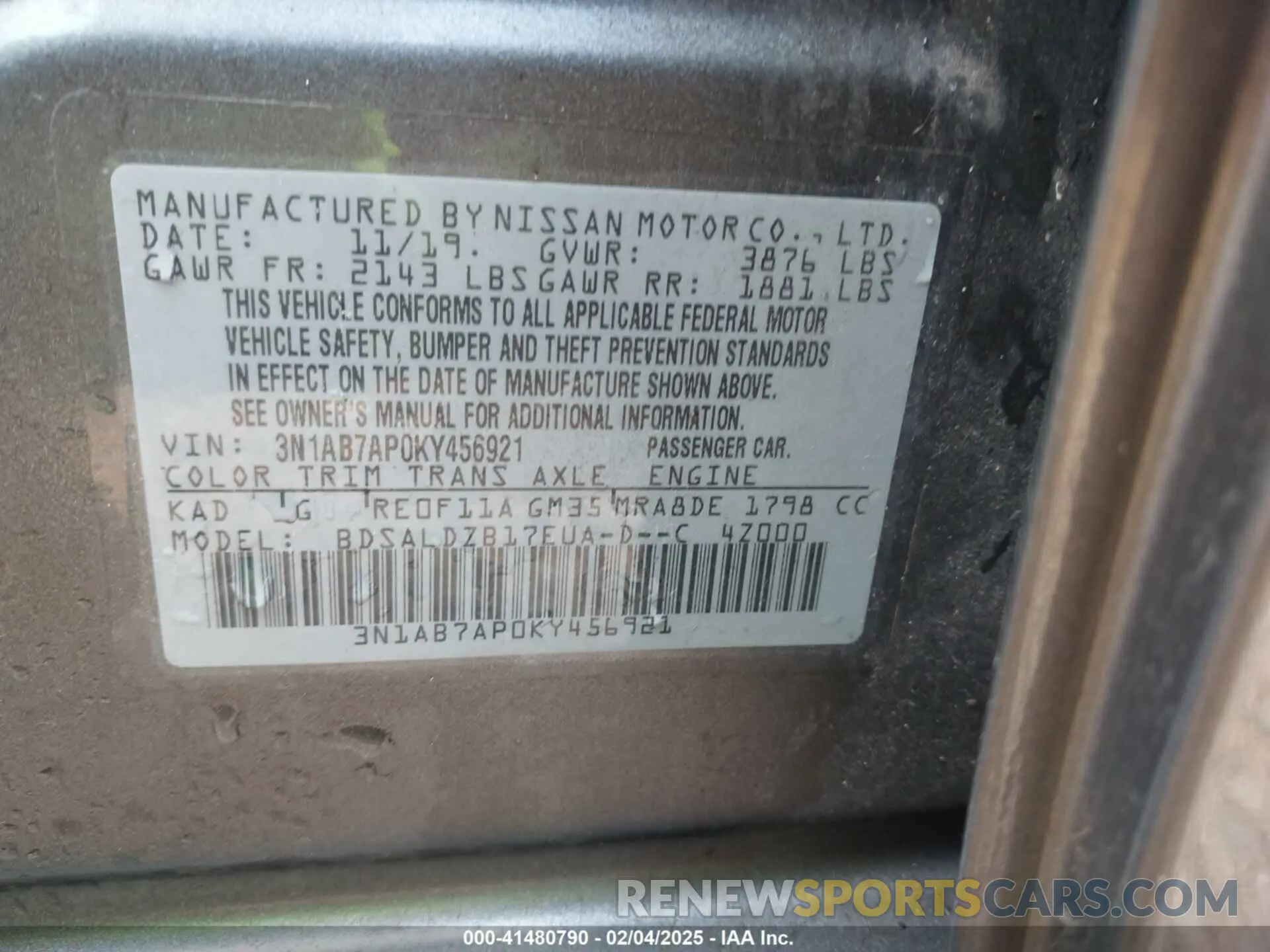 9 Photograph of a damaged car 3N1AB7AP0KY456921 NISSAN SENTRA 2019