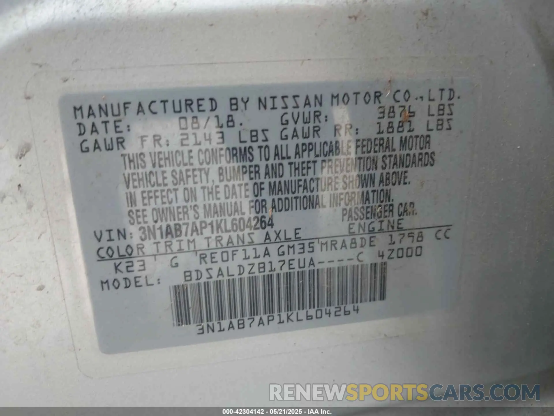 9 Photograph of a damaged car 3N1AB7AP1KL604264 NISSAN SENTRA 2019
