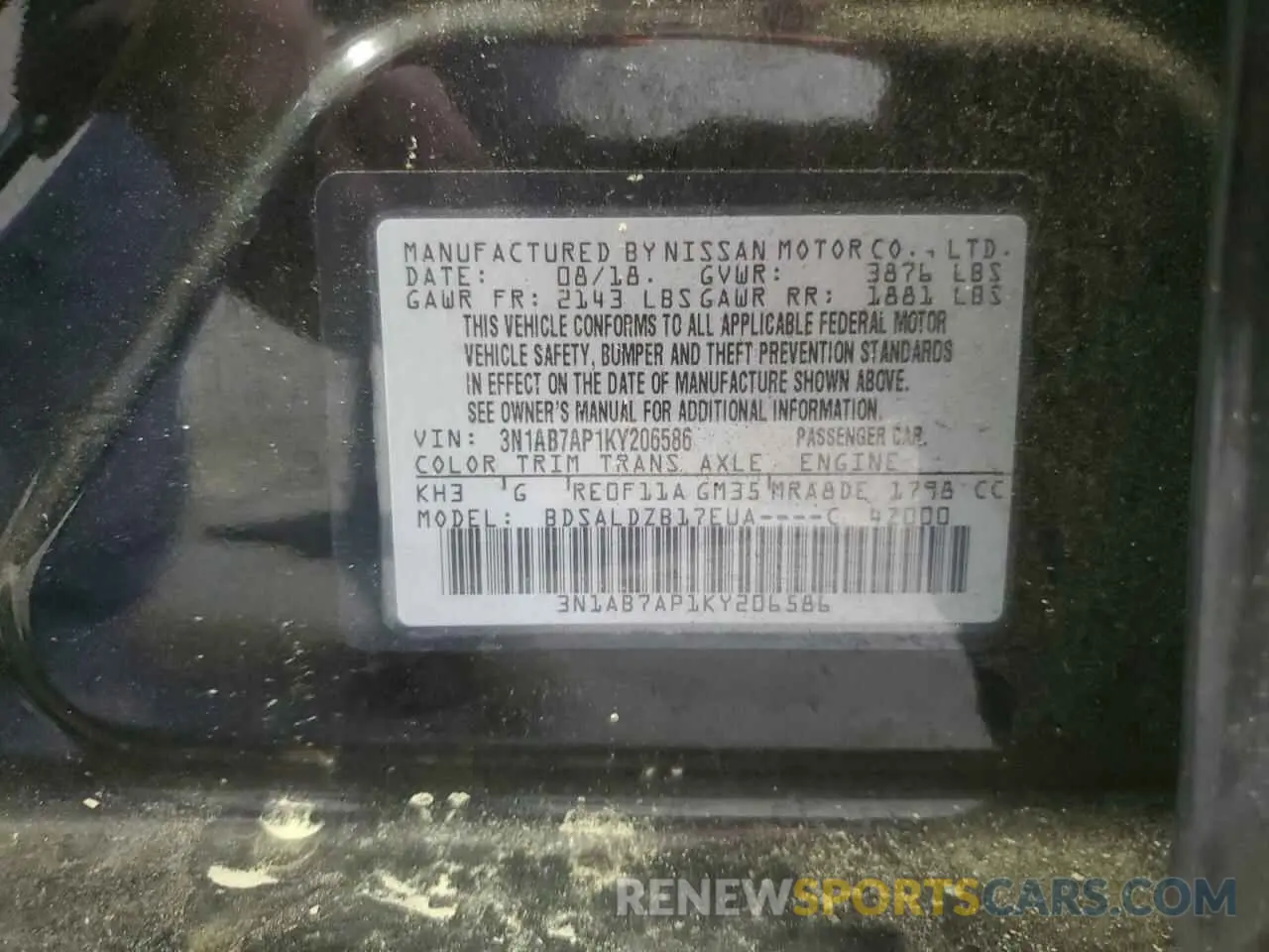 12 Photograph of a damaged car 3N1AB7AP1KY206586 NISSAN SENTRA 2019
