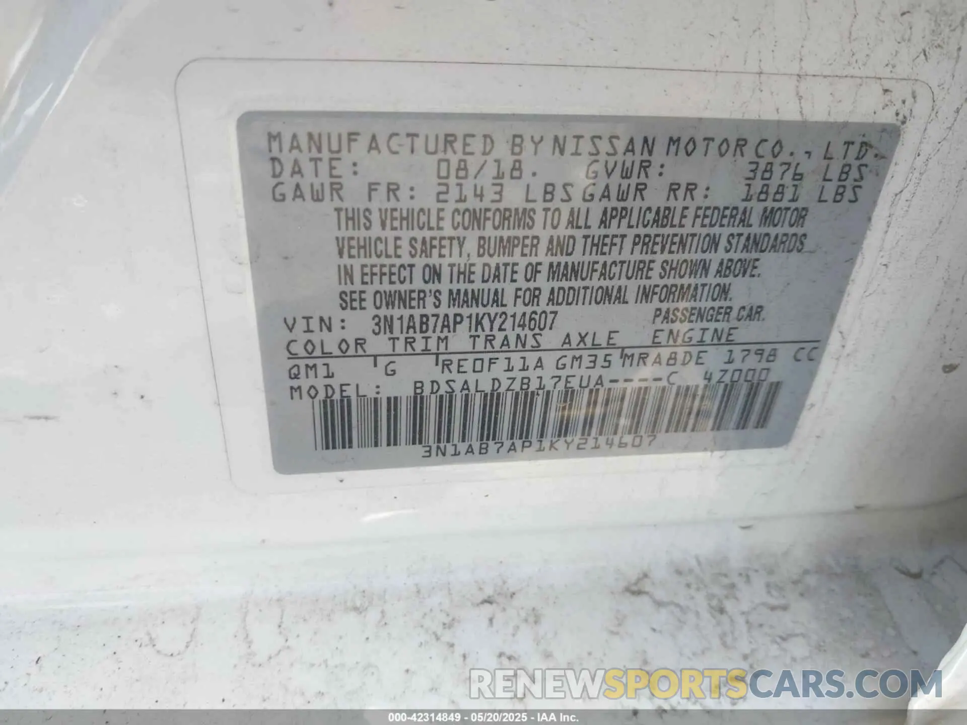 9 Photograph of a damaged car 3N1AB7AP1KY214607 NISSAN SENTRA 2019