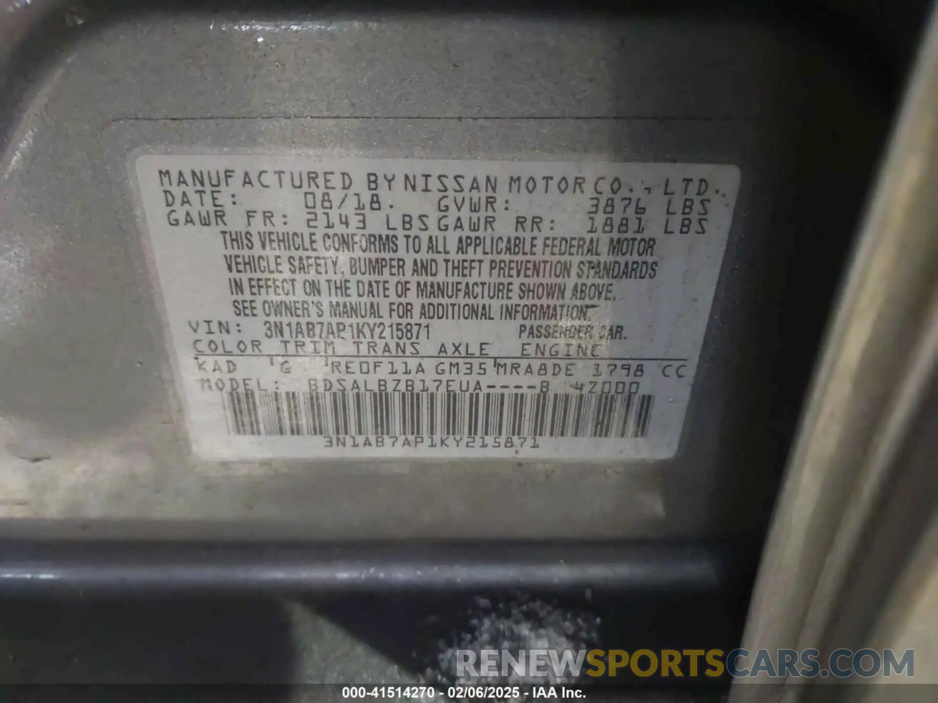 9 Photograph of a damaged car 3N1AB7AP1KY215871 NISSAN SENTRA 2019