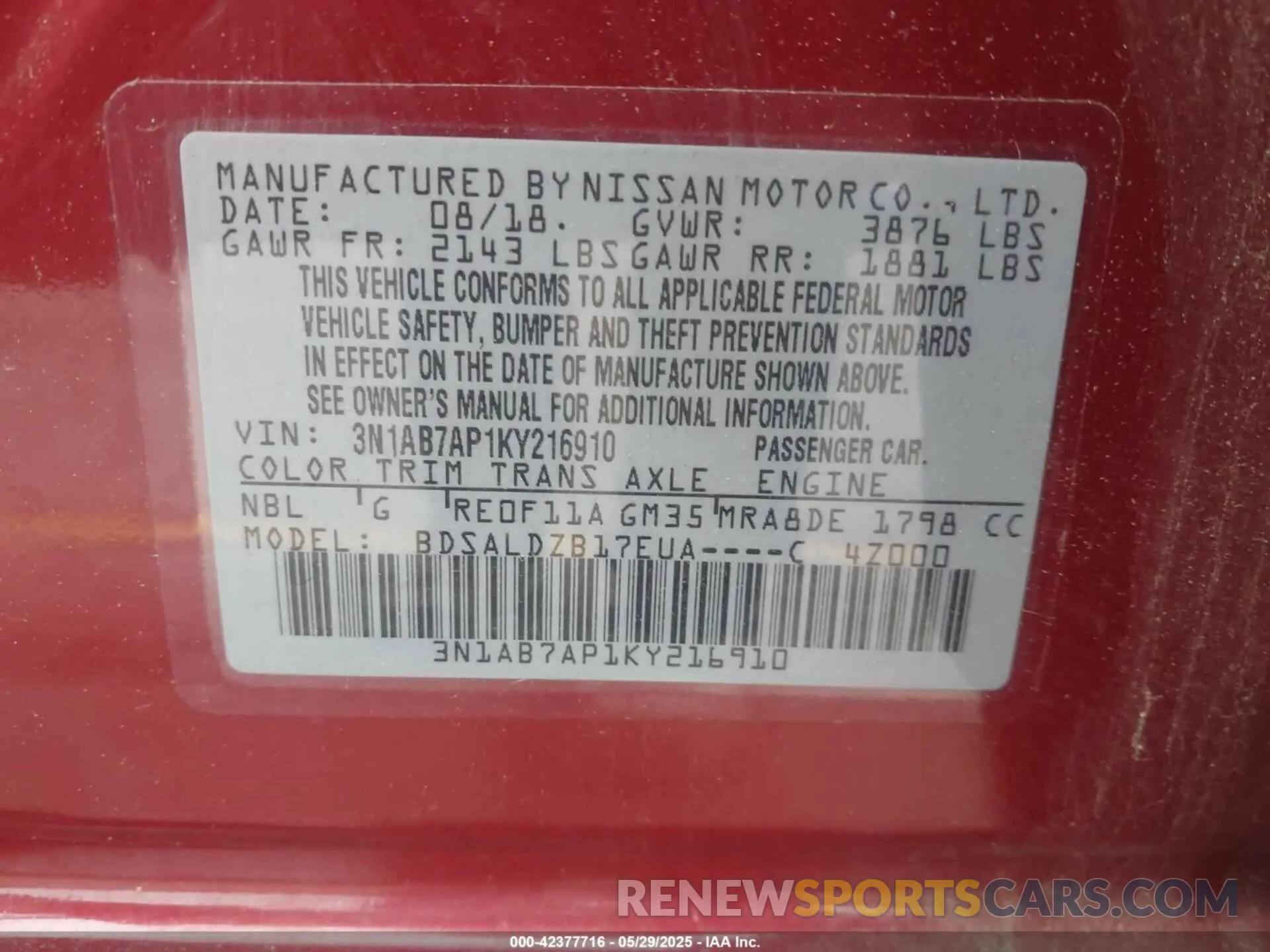 9 Photograph of a damaged car 3N1AB7AP1KY216910 NISSAN SENTRA 2019