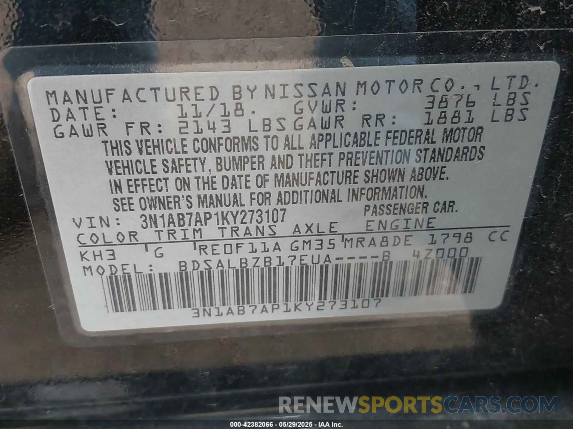 9 Photograph of a damaged car 3N1AB7AP1KY273107 NISSAN SENTRA 2019