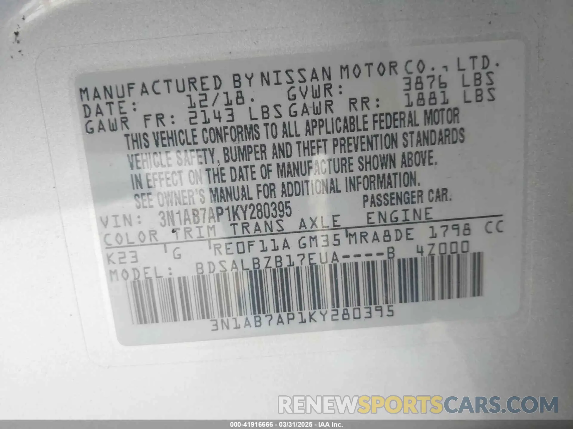 9 Photograph of a damaged car 3N1AB7AP1KY280395 NISSAN SENTRA 2019