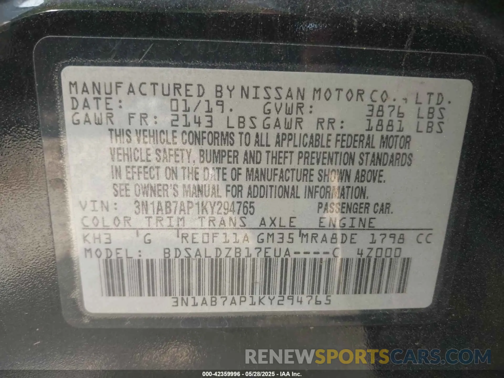9 Photograph of a damaged car 3N1AB7AP1KY294765 NISSAN SENTRA 2019