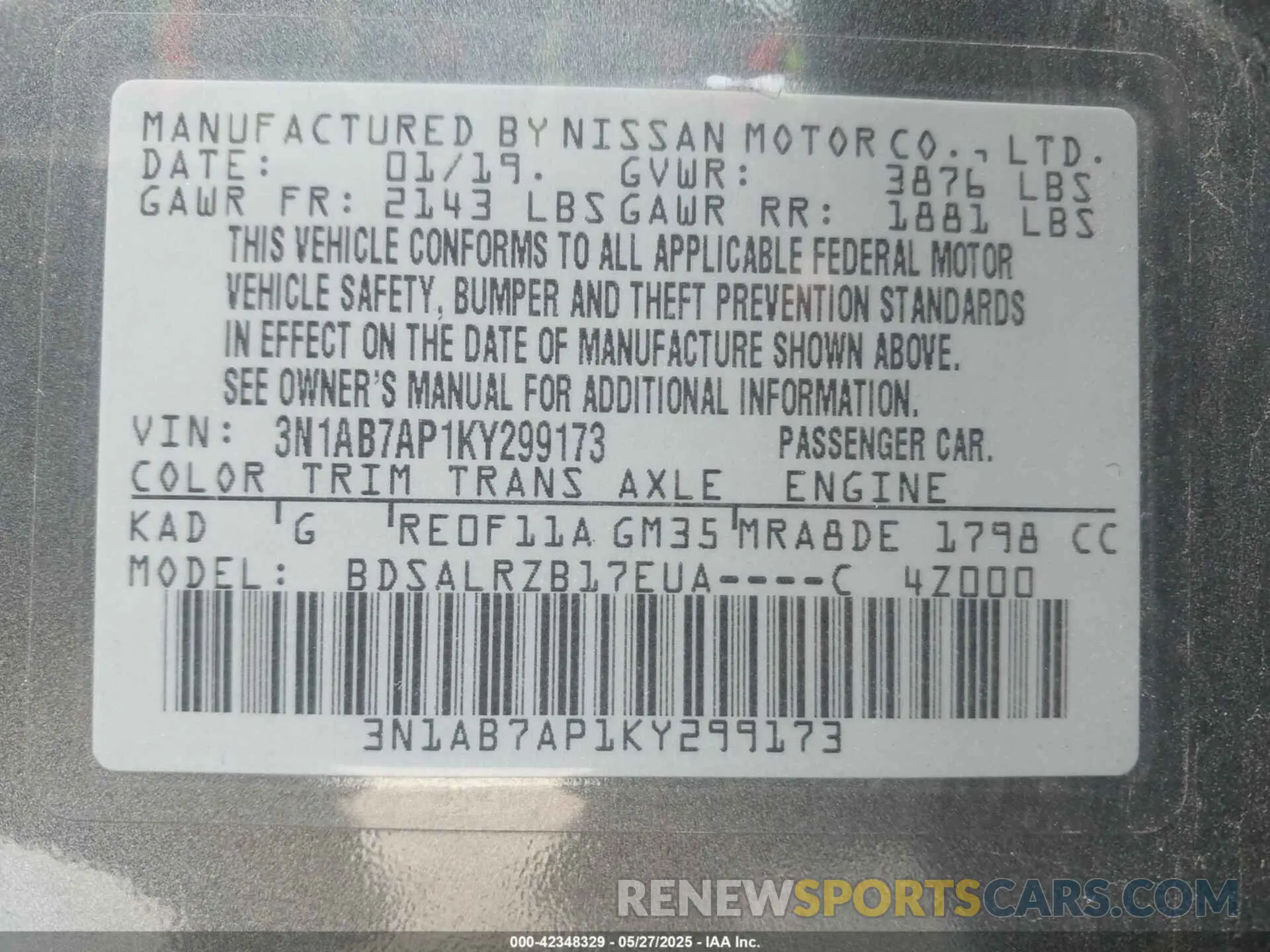 9 Photograph of a damaged car 3N1AB7AP1KY299173 NISSAN SENTRA 2019