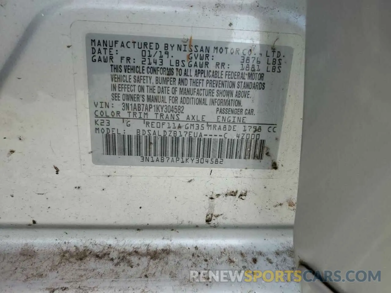 13 Photograph of a damaged car 3N1AB7AP1KY304582 NISSAN SENTRA 2019