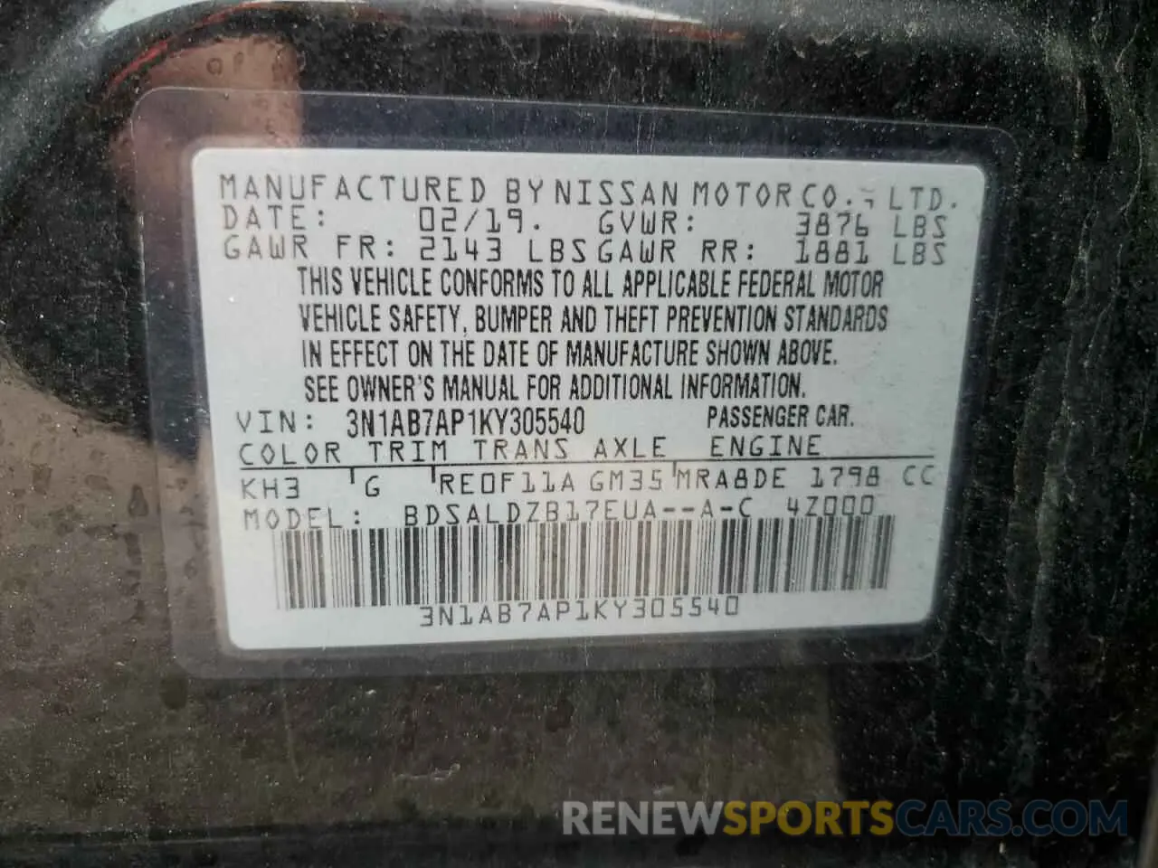 12 Photograph of a damaged car 3N1AB7AP1KY305540 NISSAN SENTRA 2019