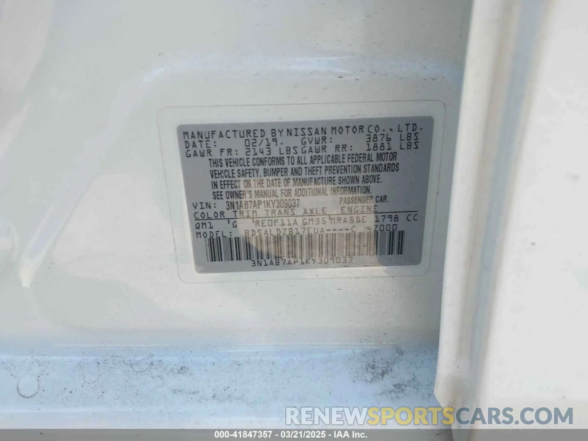 9 Photograph of a damaged car 3N1AB7AP1KY309037 NISSAN SENTRA 2019