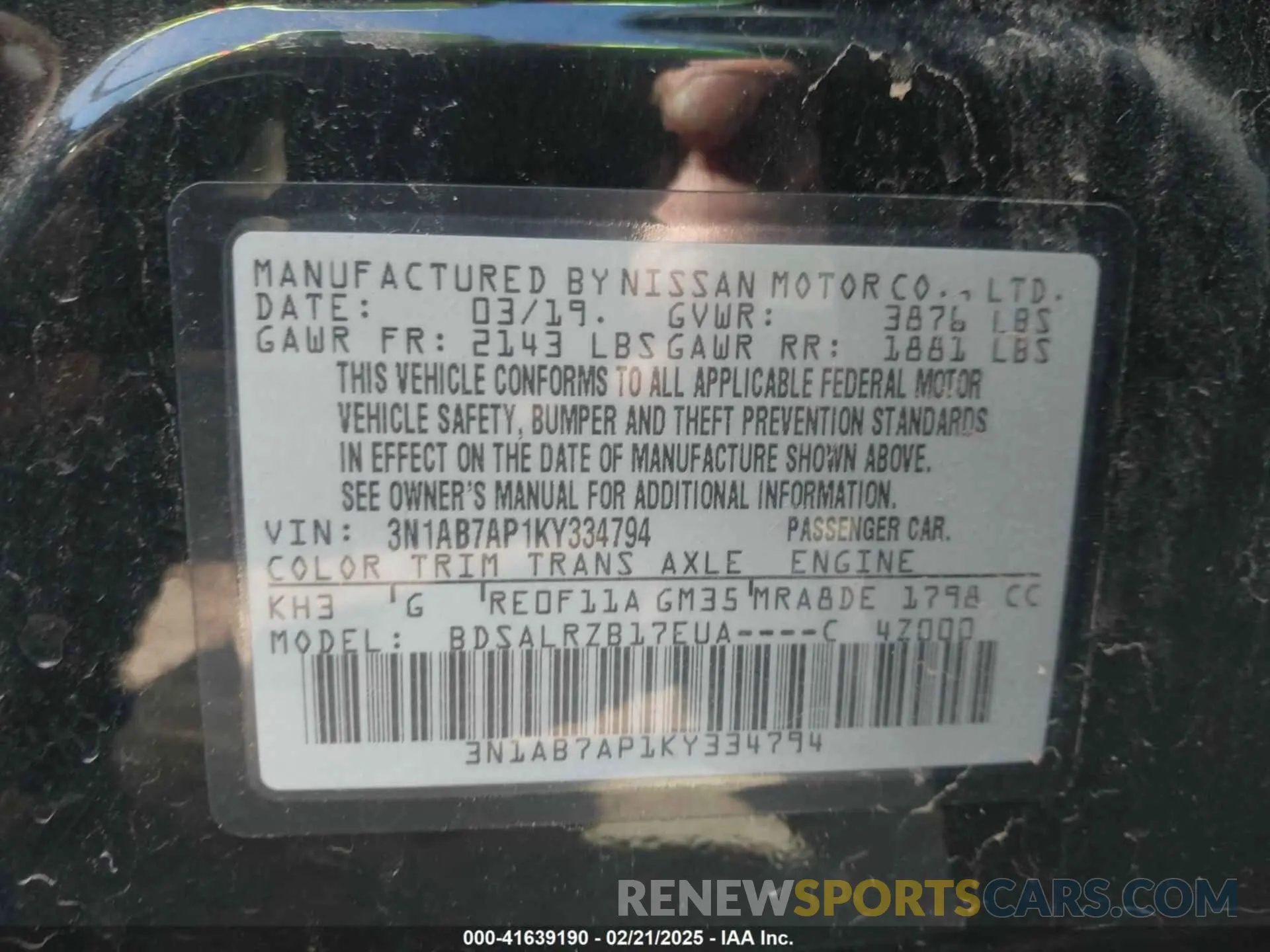 9 Photograph of a damaged car 3N1AB7AP1KY334794 NISSAN SENTRA 2019