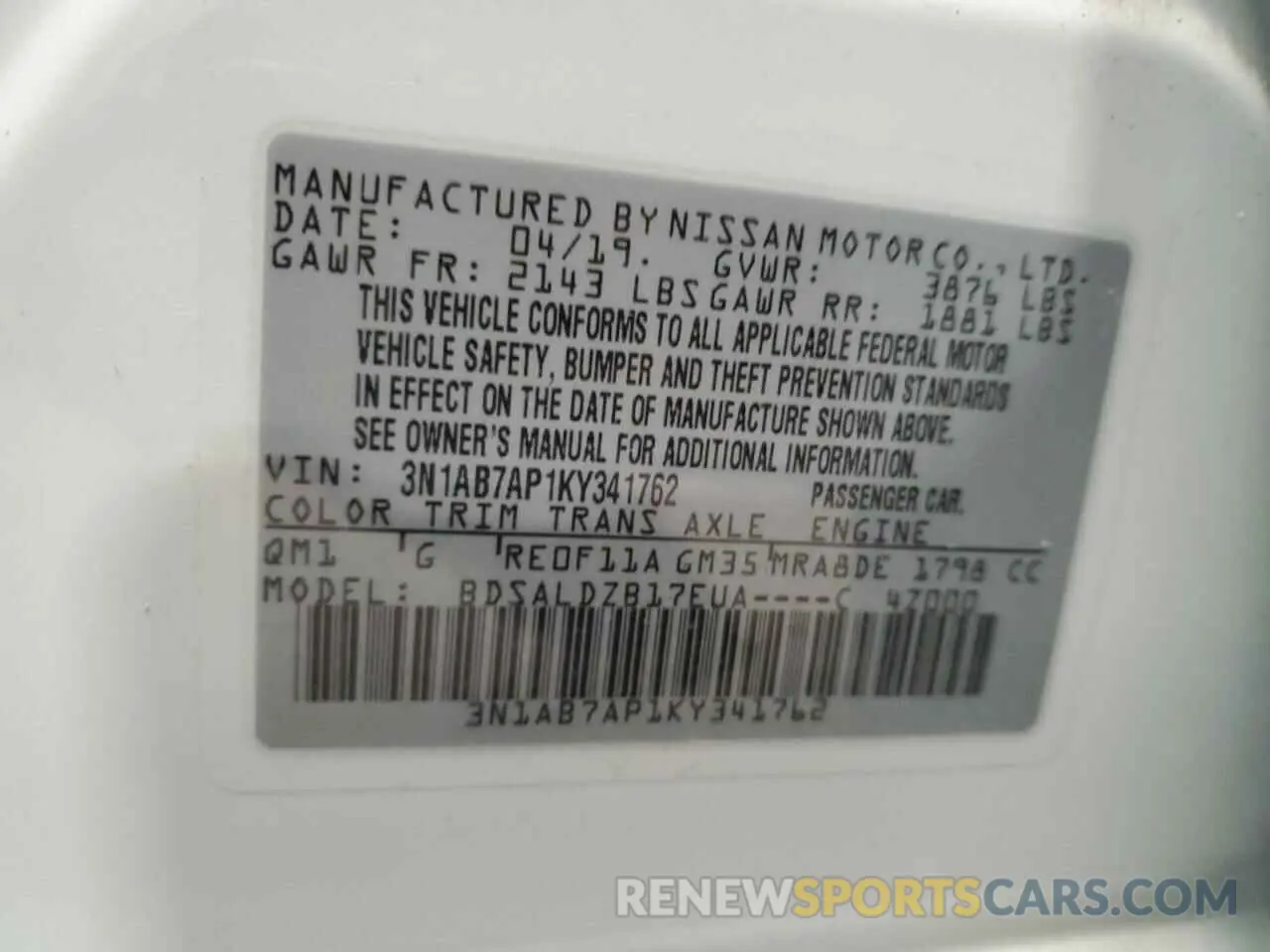 13 Photograph of a damaged car 3N1AB7AP1KY341762 NISSAN SENTRA 2019