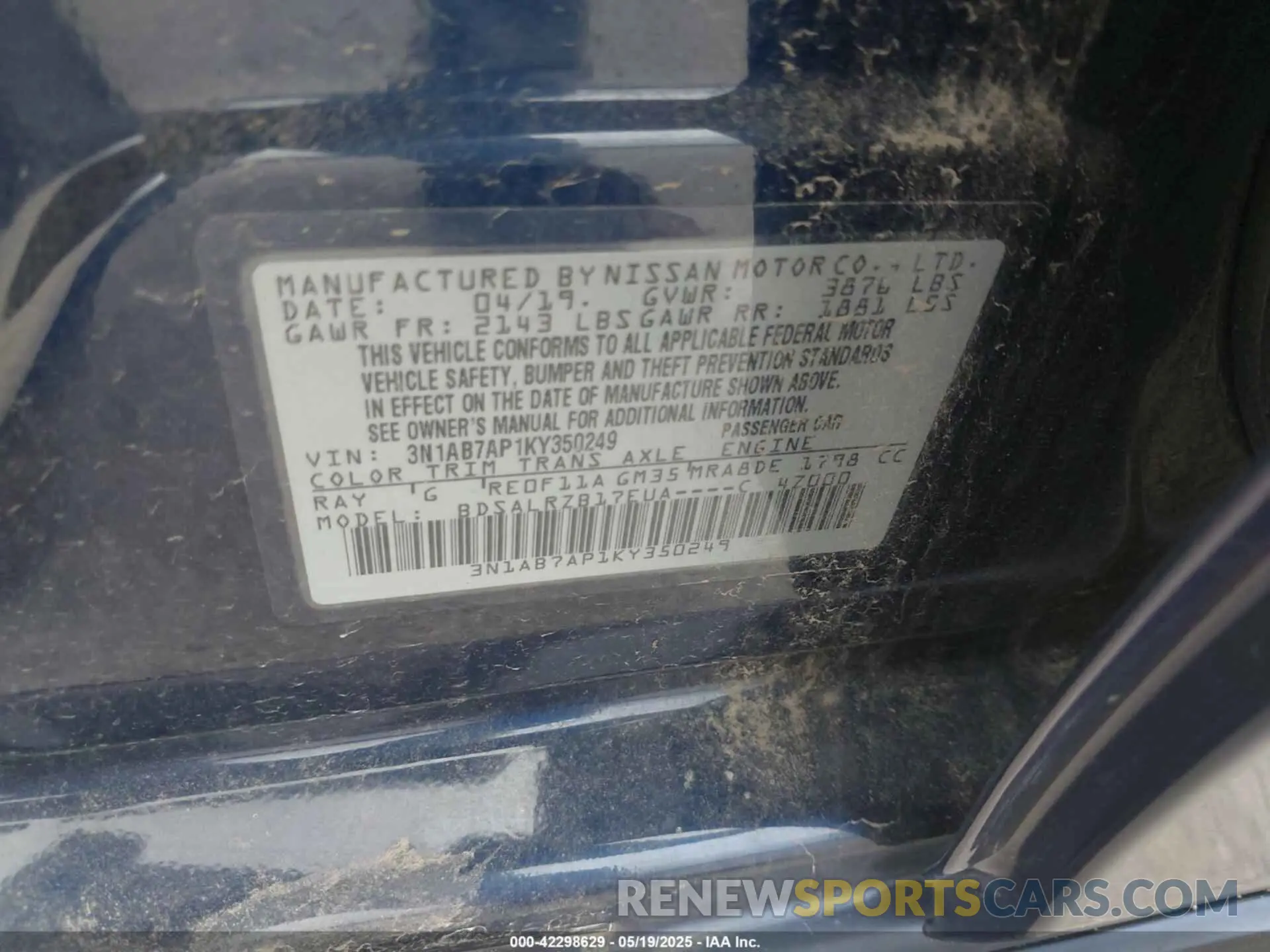 9 Photograph of a damaged car 3N1AB7AP1KY350249 NISSAN SENTRA 2019