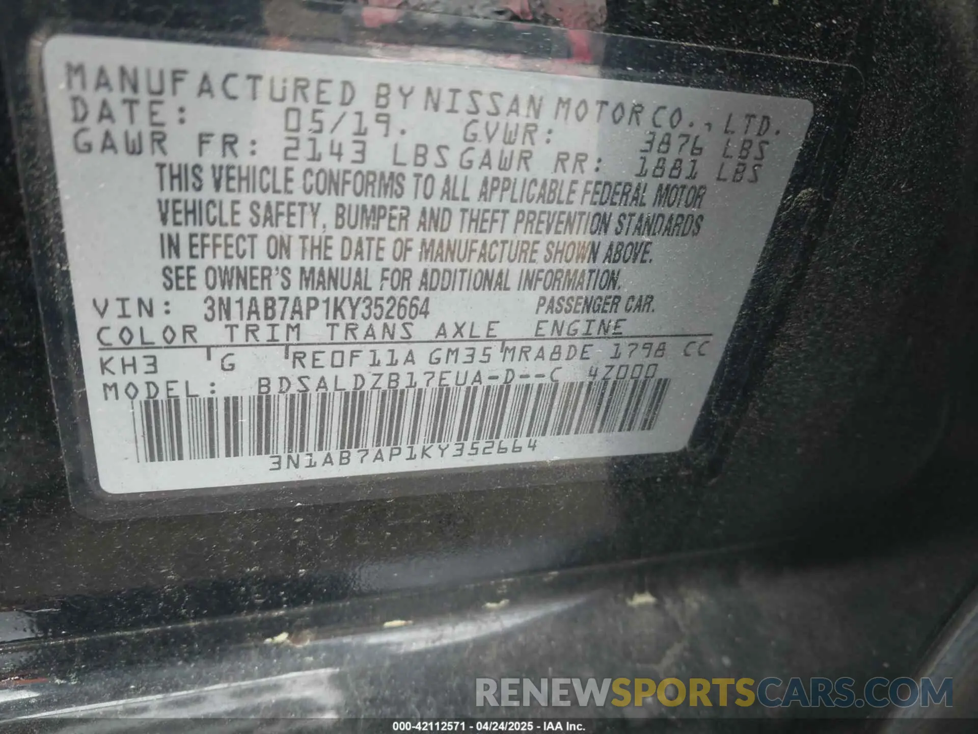 9 Photograph of a damaged car 3N1AB7AP1KY352664 NISSAN SENTRA 2019