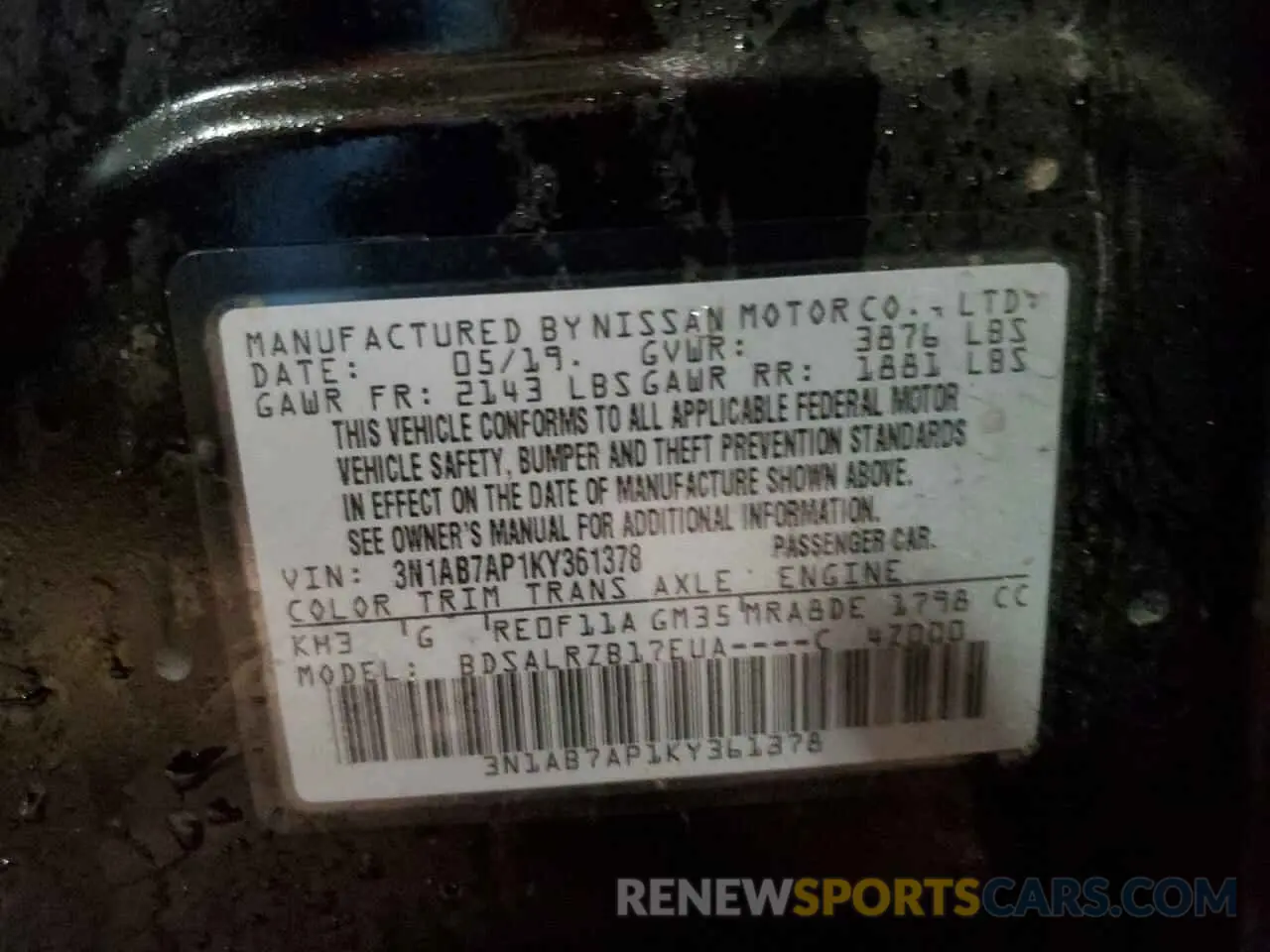 12 Photograph of a damaged car 3N1AB7AP1KY361378 NISSAN SENTRA 2019