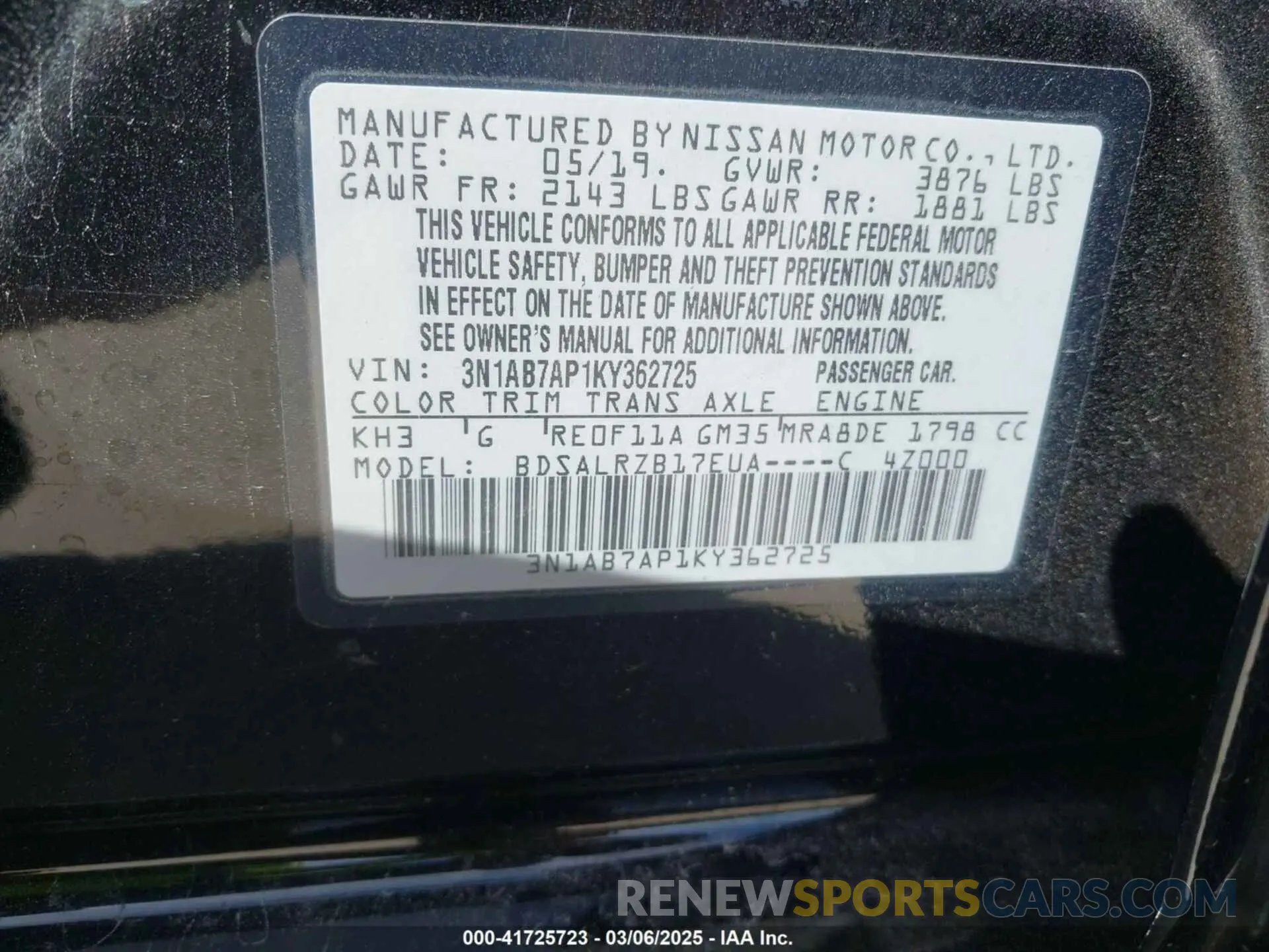 9 Photograph of a damaged car 3N1AB7AP1KY362725 NISSAN SENTRA 2019