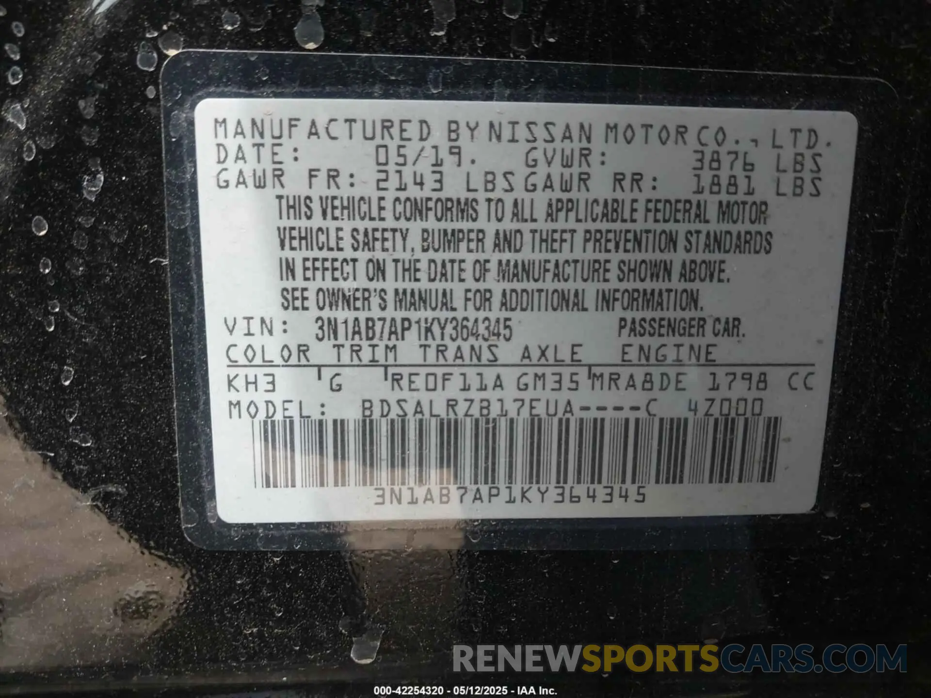 9 Photograph of a damaged car 3N1AB7AP1KY364345 NISSAN SENTRA 2019