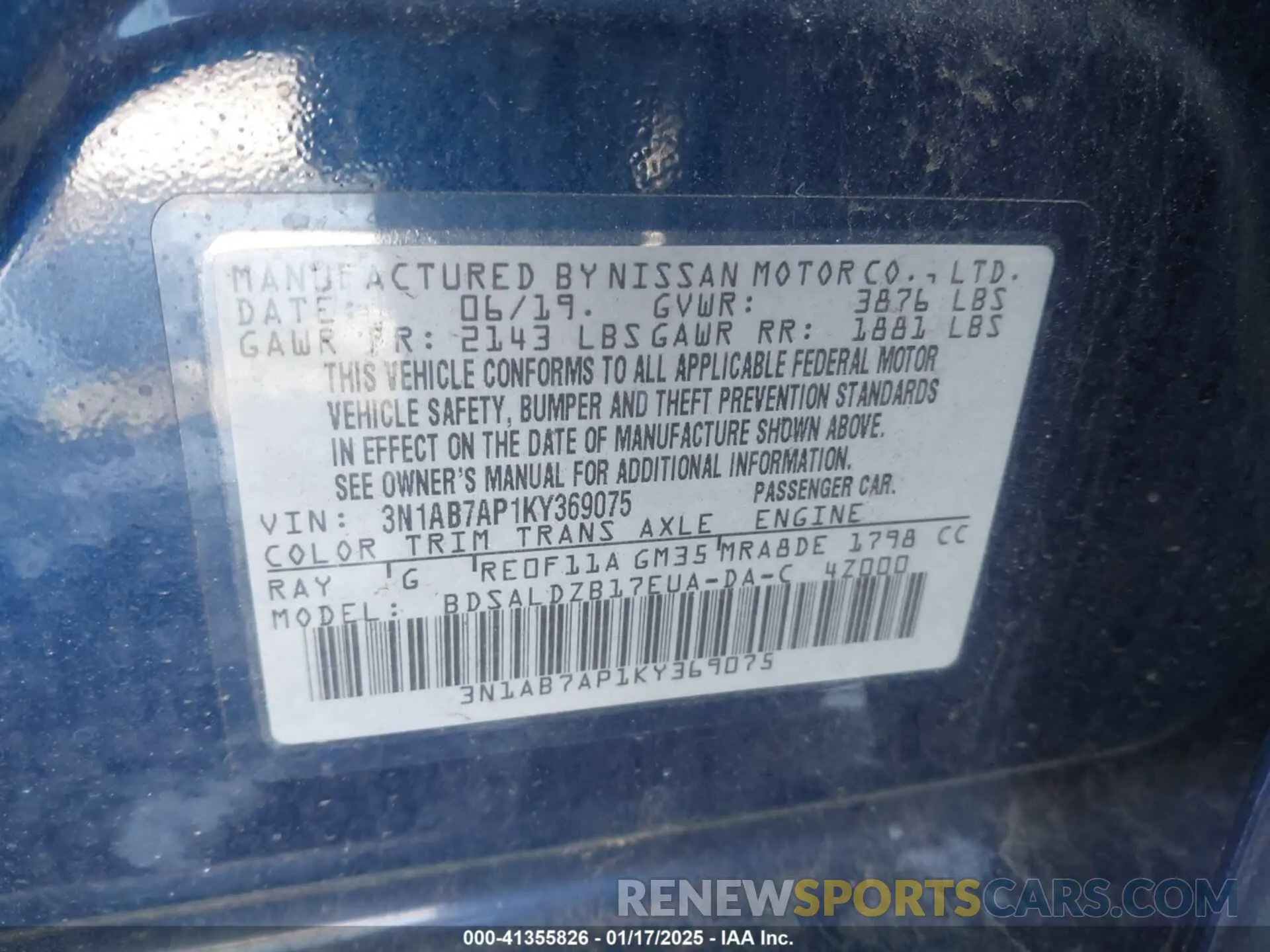 9 Photograph of a damaged car 3N1AB7AP1KY369075 NISSAN SENTRA 2019