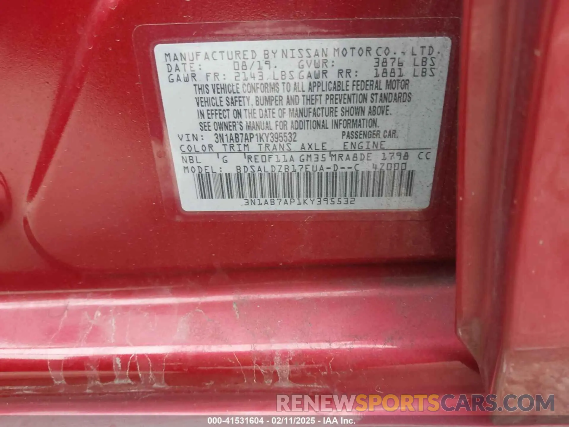 9 Photograph of a damaged car 3N1AB7AP1KY395532 NISSAN SENTRA 2019